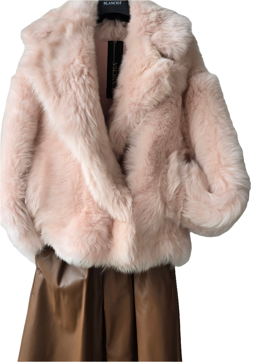 Blancha - Giacca in  shearling toscana rosa  quarzo