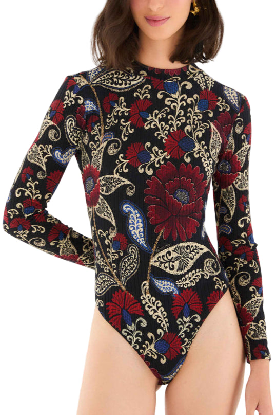 Farm Rio - Body nero con rose