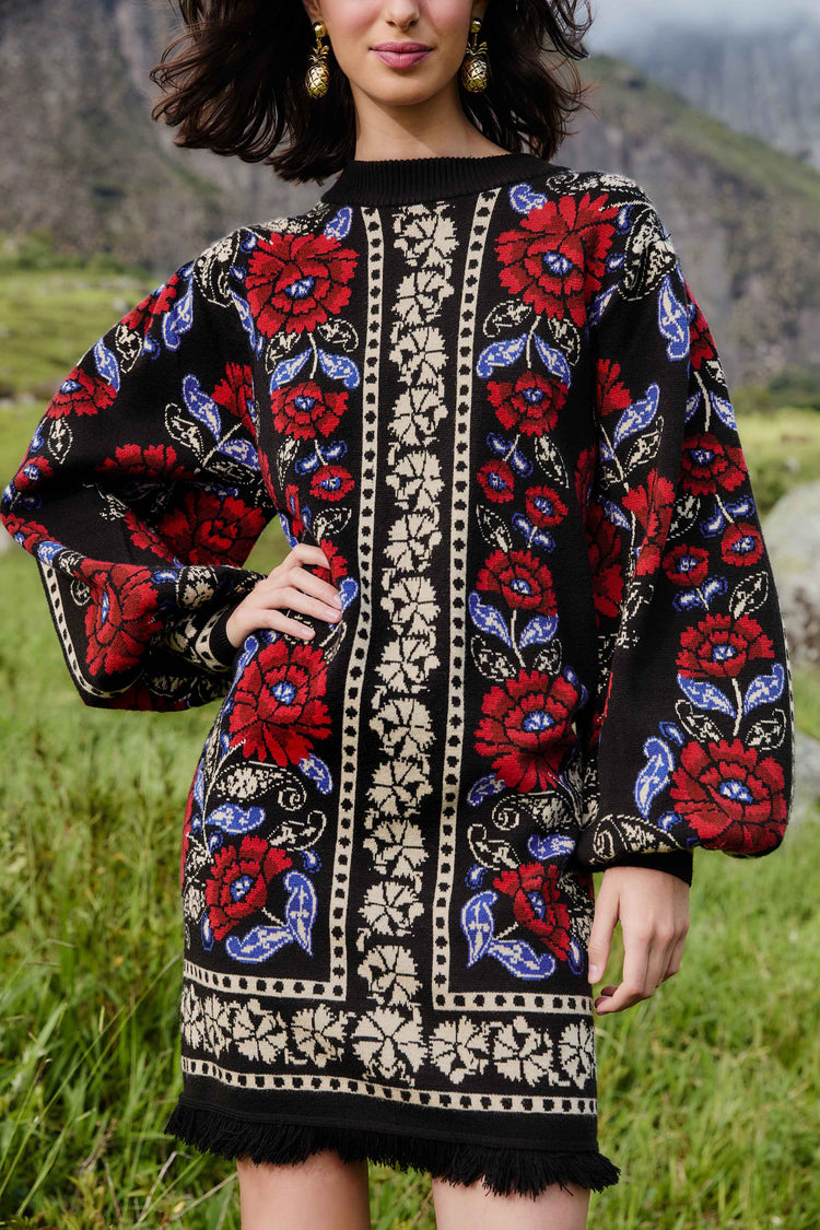 Farm Rio - Abito in maglia rose
