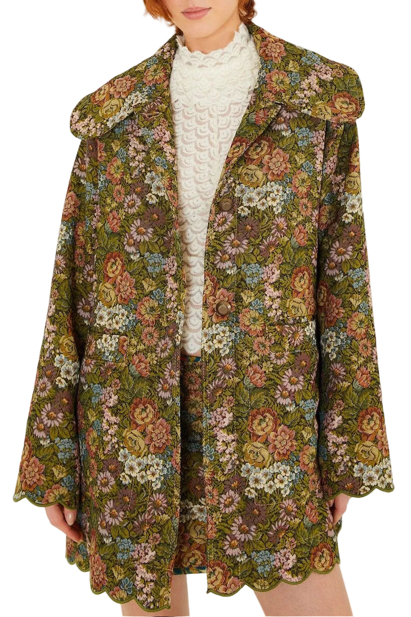Farm Rio - Trenchcoat jacquard verde