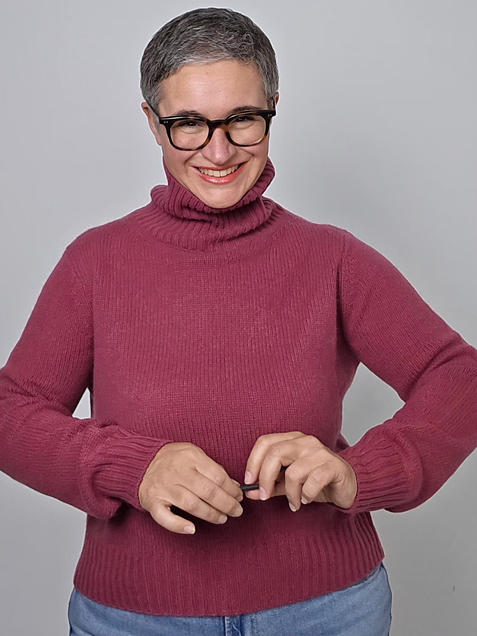 Be You - Maglia cashmere turtle neck rosa antico