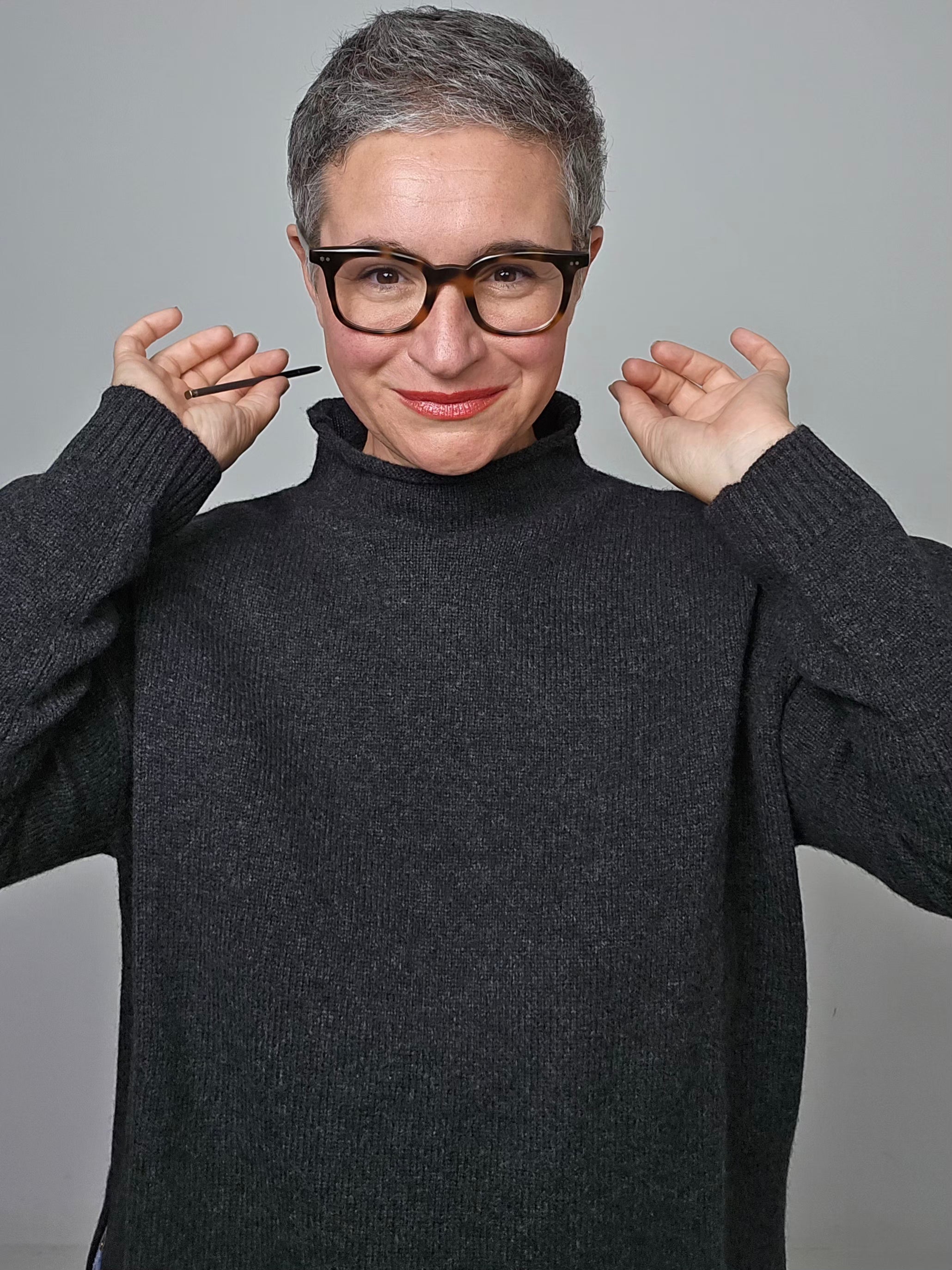 Be You - Maglia cashmere turtle neck grigio