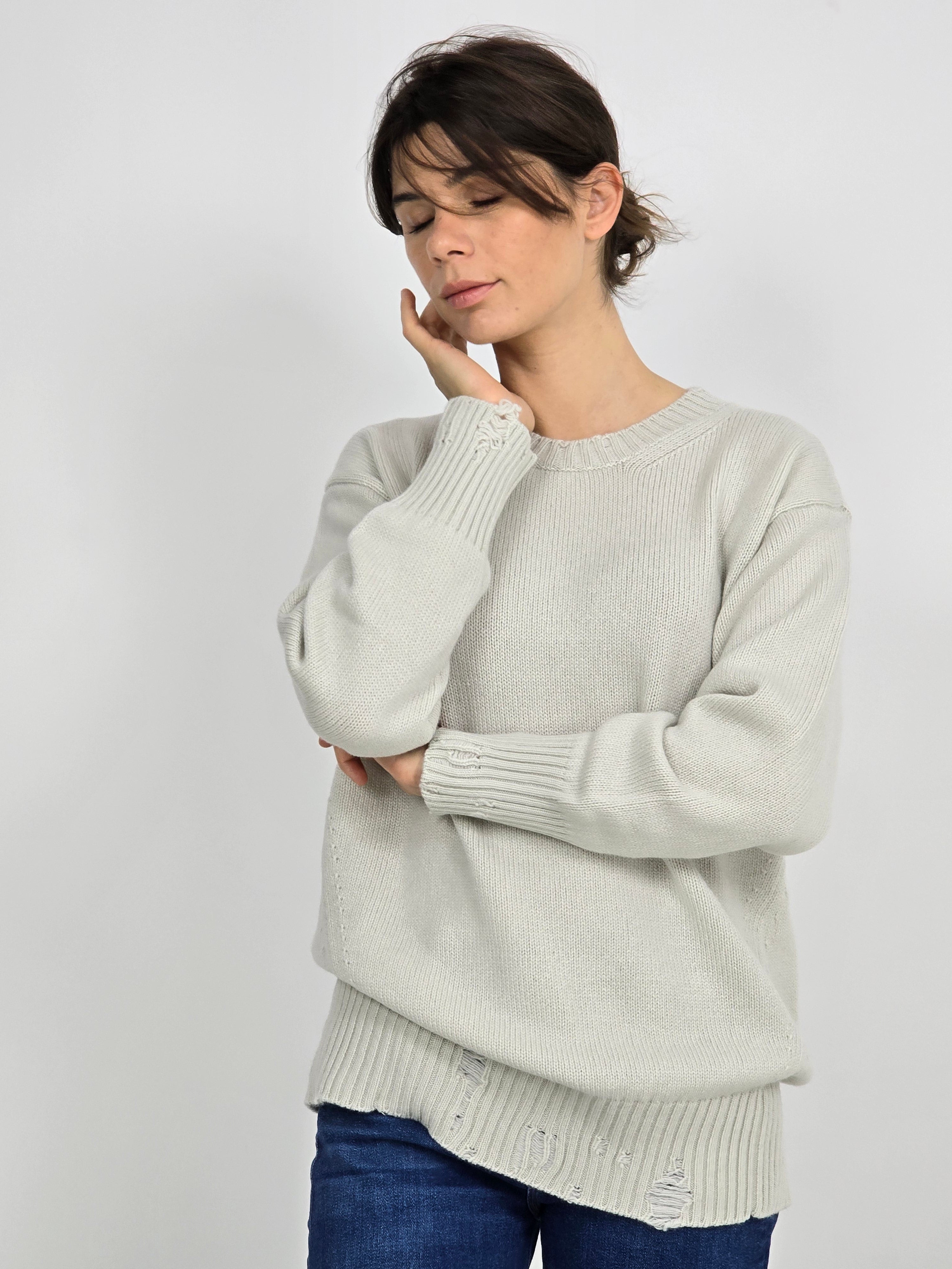 Canessa - Maglia in cashmere "Leda" bianco latte