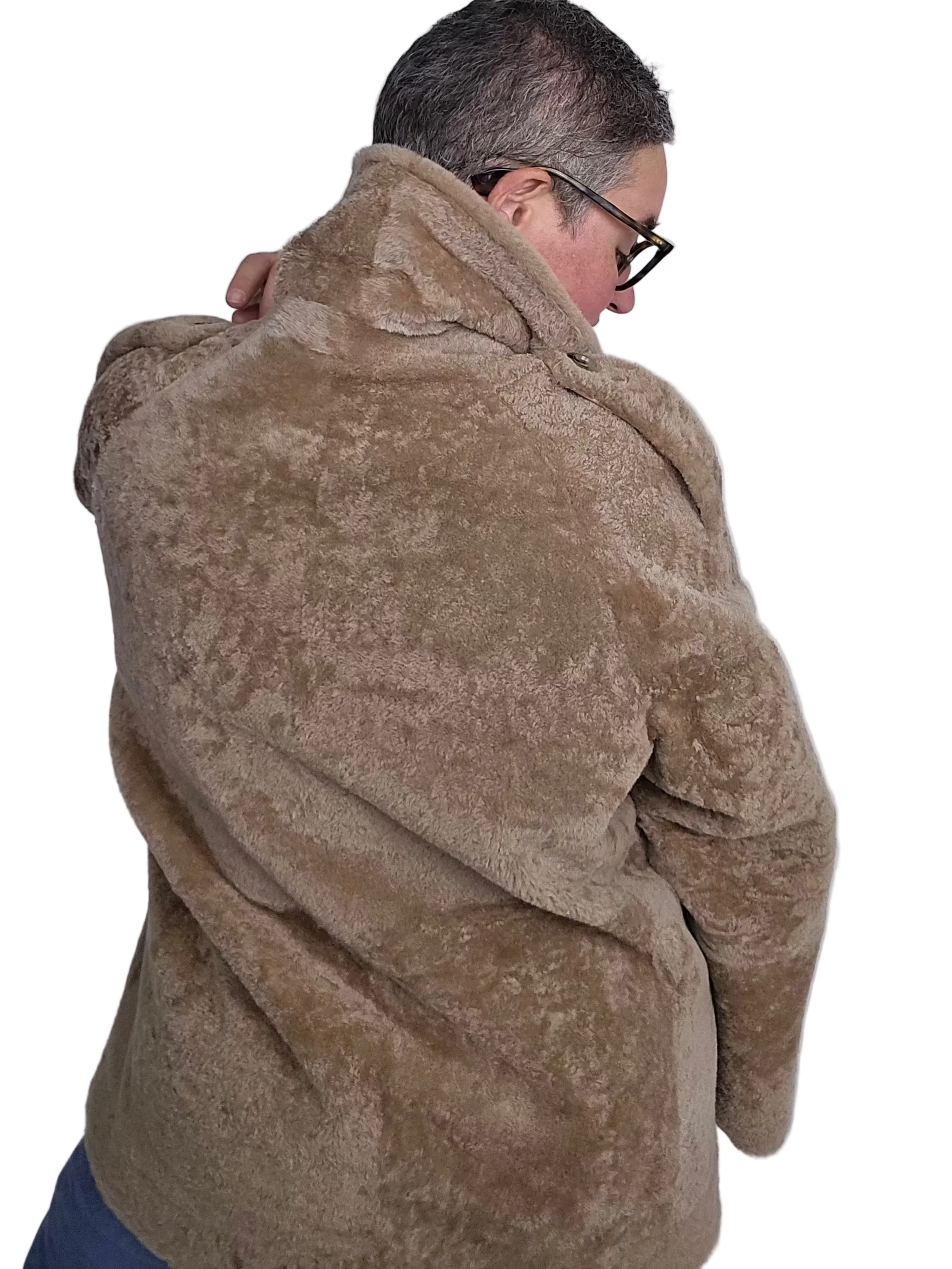 Blancha - Giacca doppiopetto light astrakhan nocciola