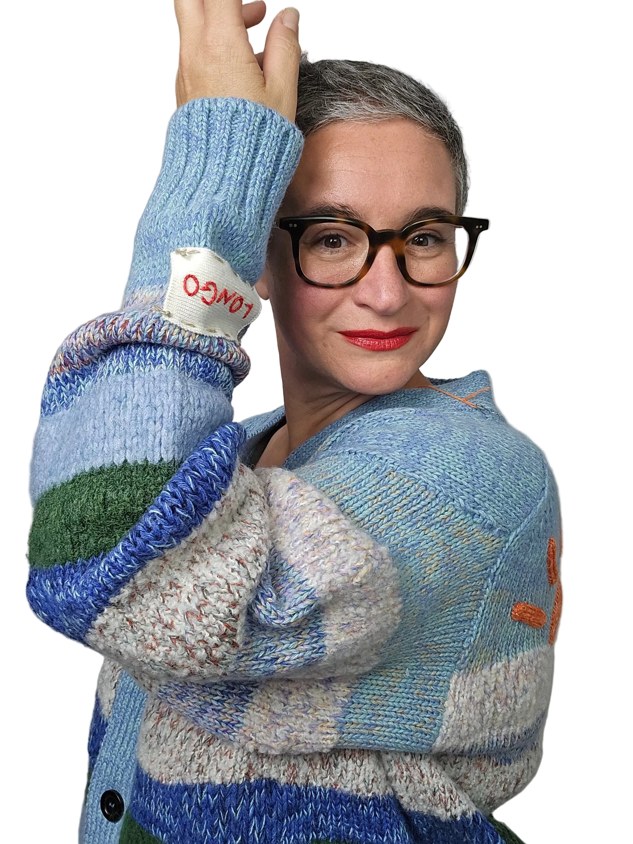 Longo - Cardigan multicolor toni azzurro