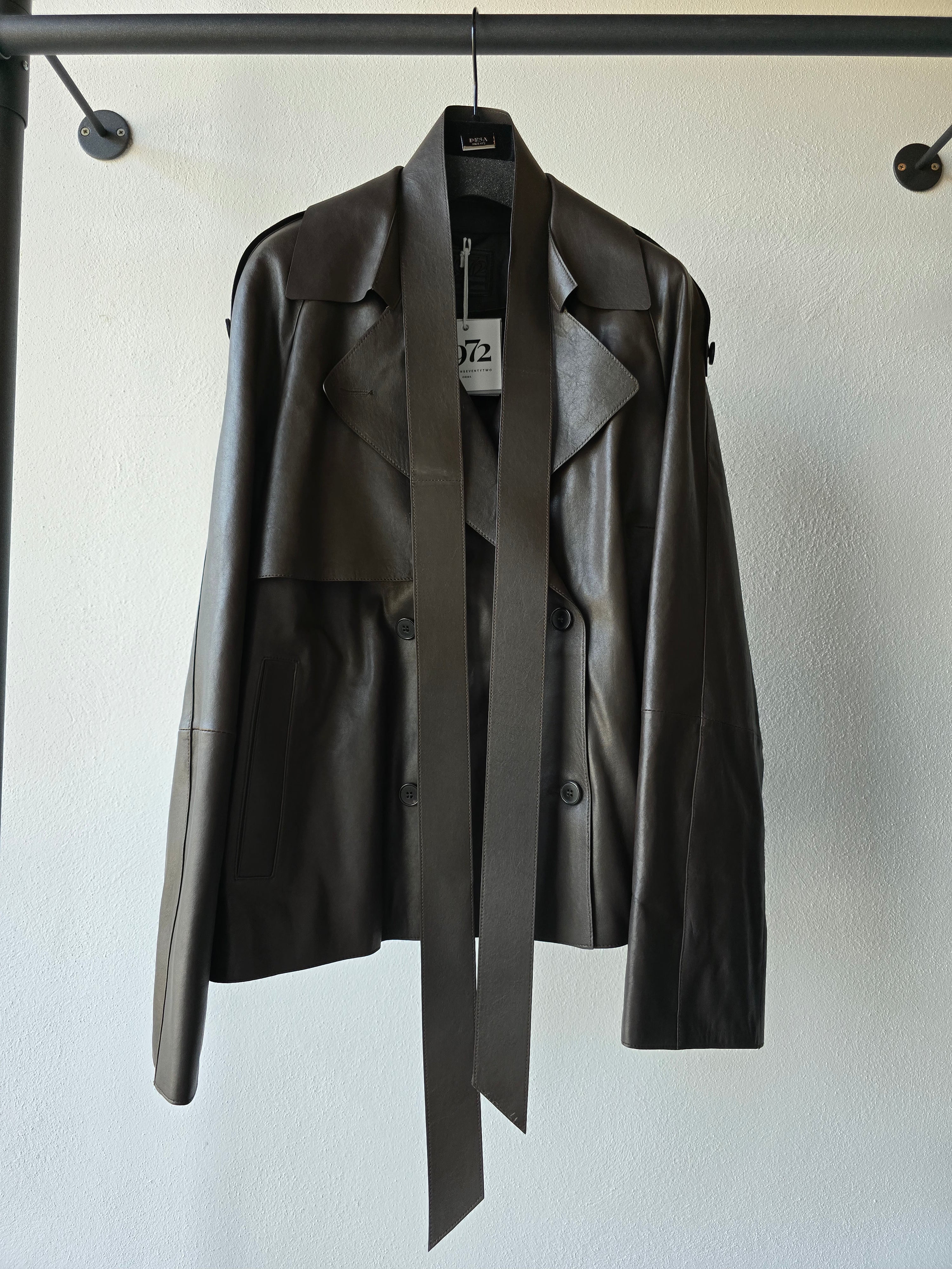 Desa 1972 - Trench corto in pelle marrone