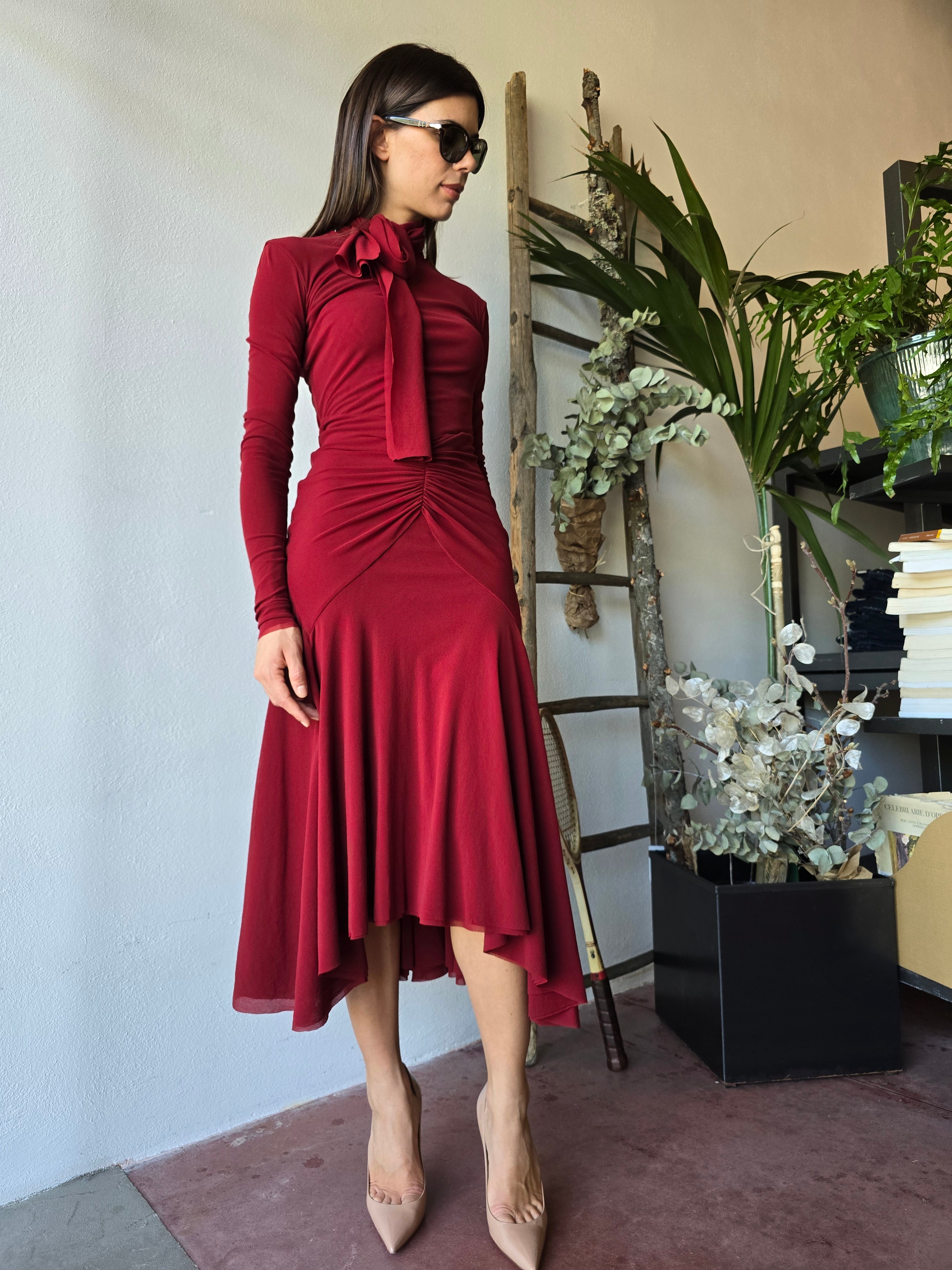 Philosophy di Lorenzo Serafini - Abito in tulle stretch rosso