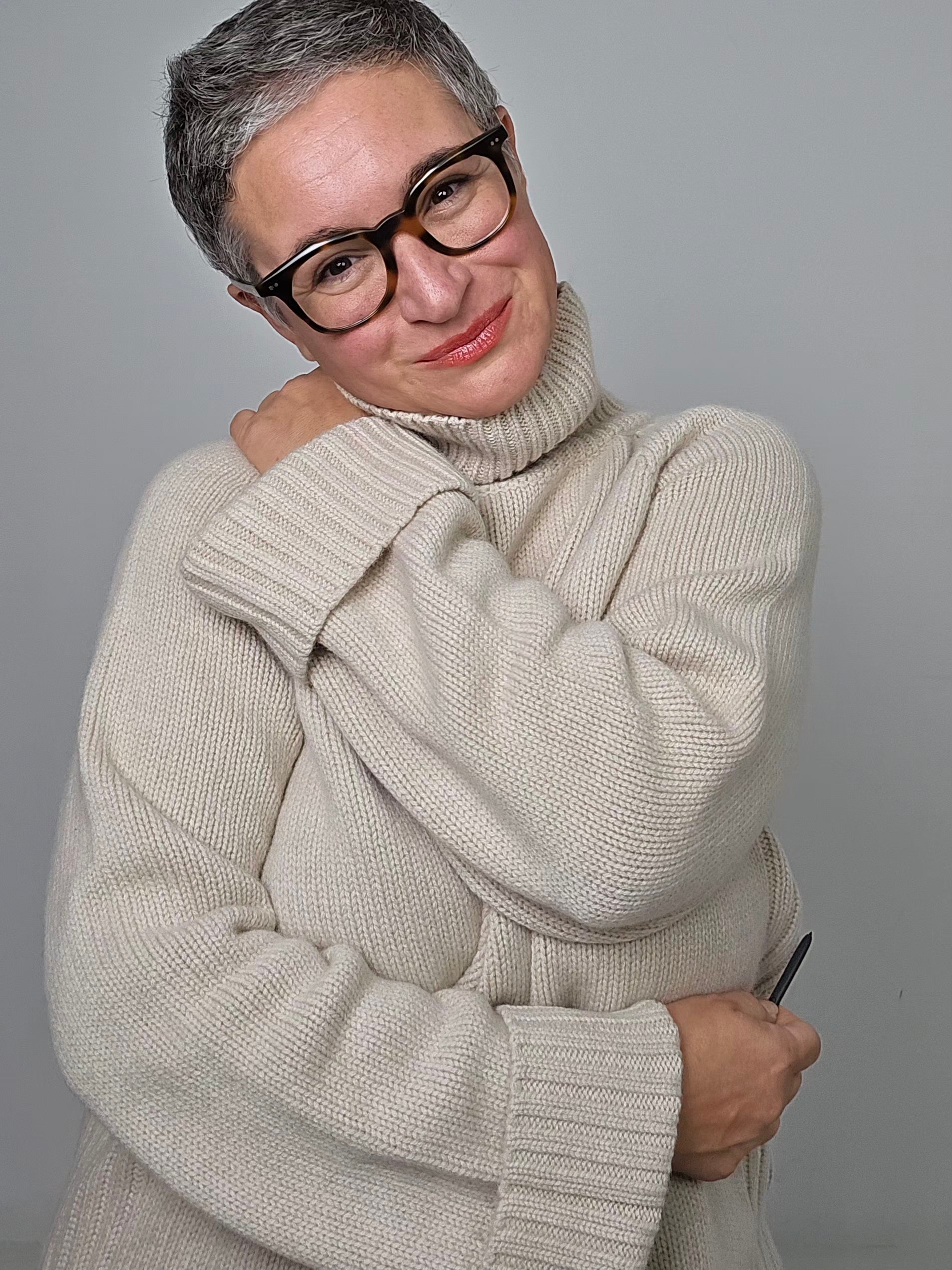 Be You - Maglia cashmere dolcevita sand
