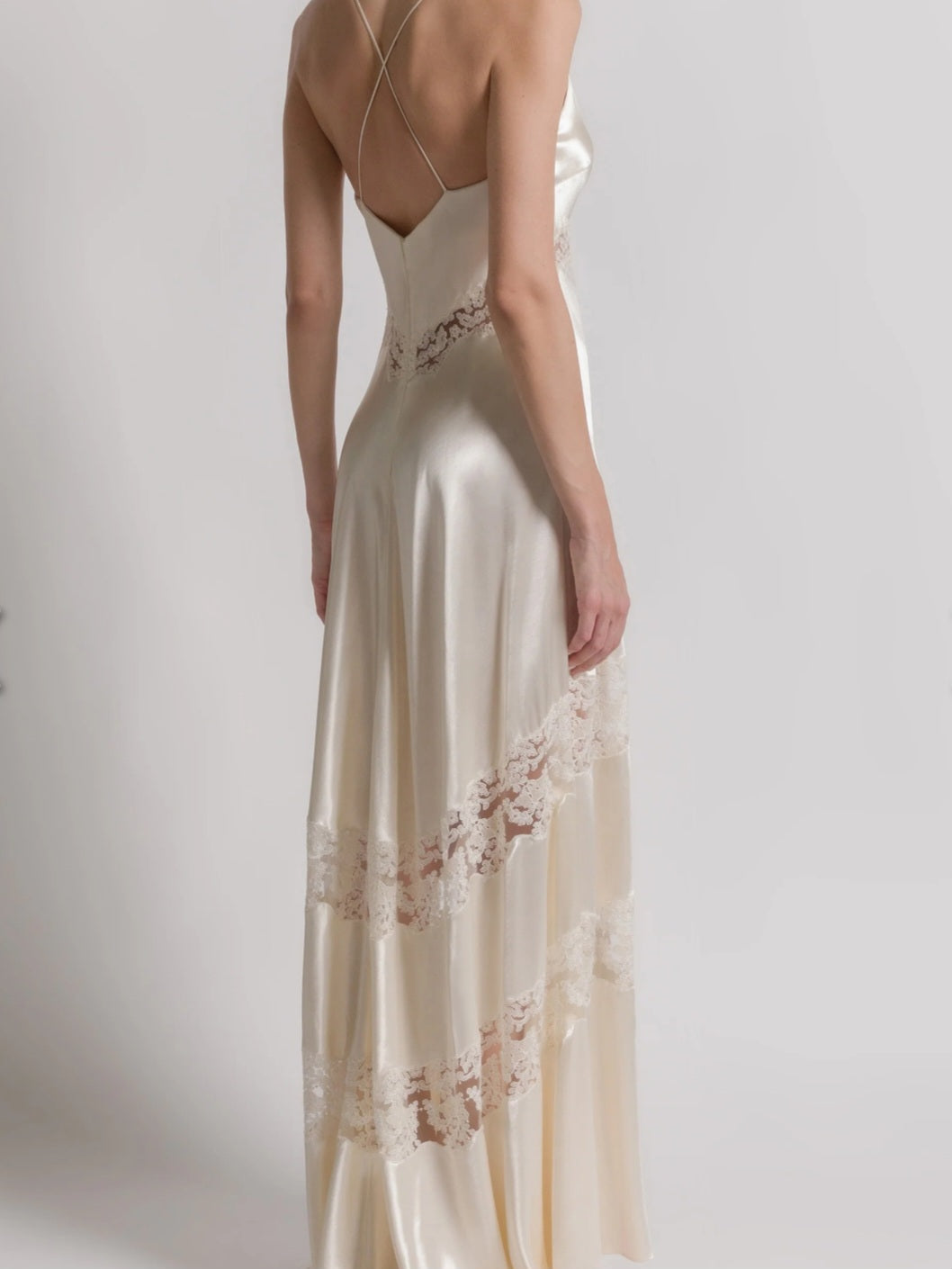 Alberta Ferretti - Abito sottoveste in  satin bianco