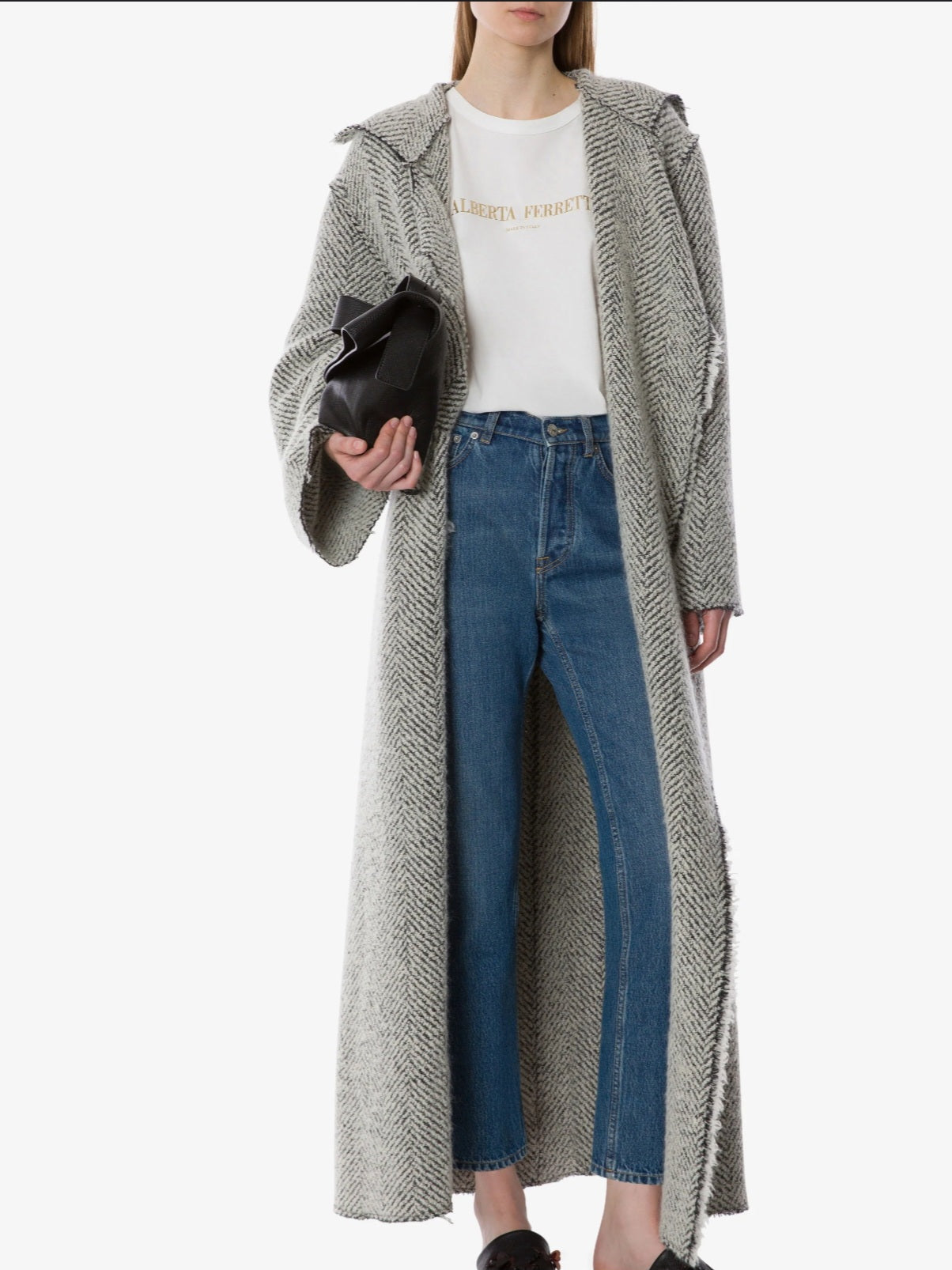 Alberta Ferretti - Cappotto lungo in bouclè spigato