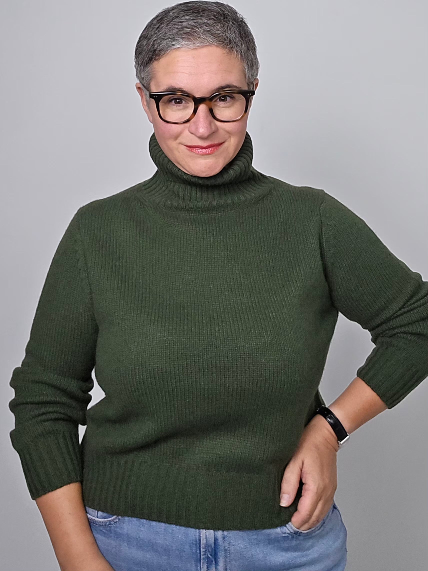Be You - Maglia cashmere turtle neck loden green