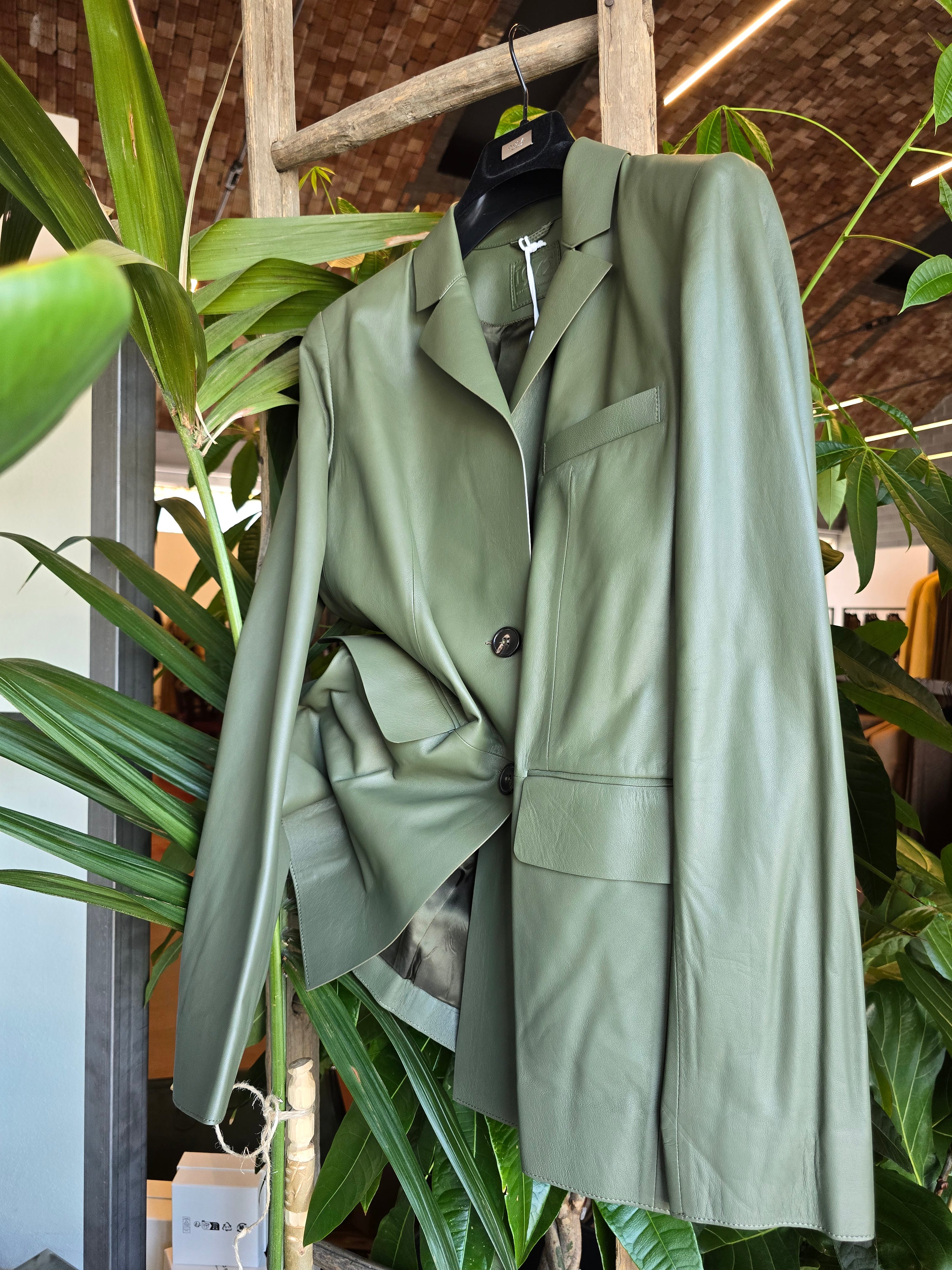 Desa 1972 - Blazer in  pelle verde muschio