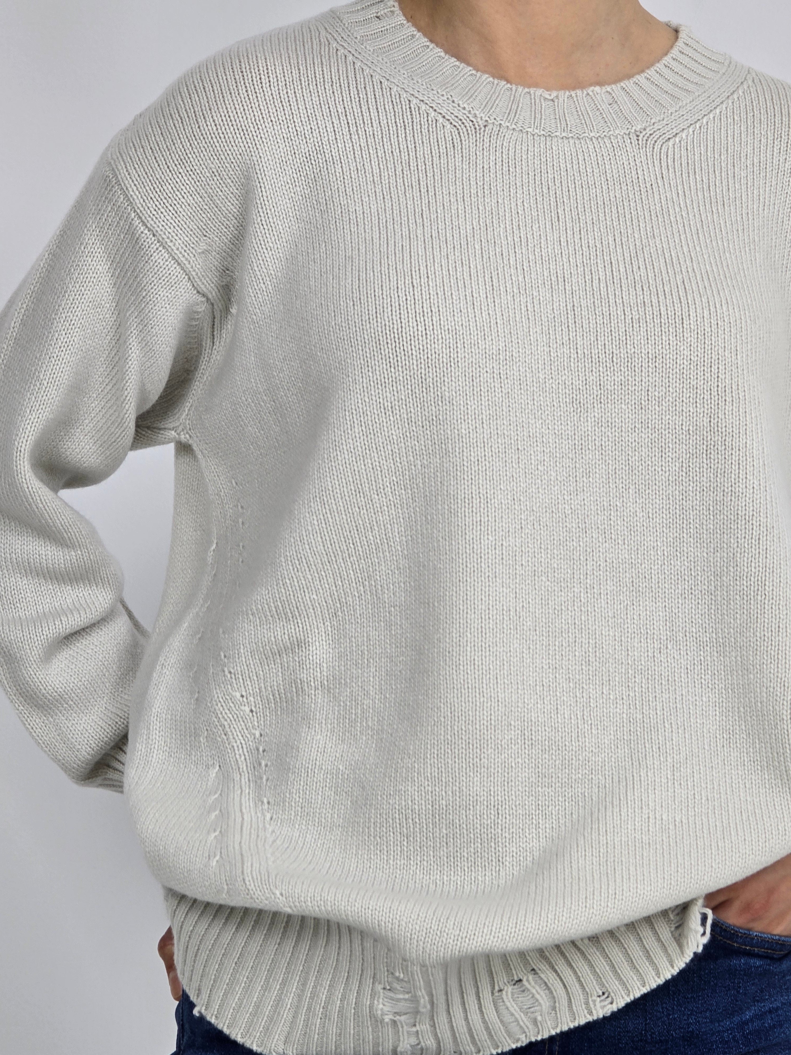 Canessa - Maglia in cashmere "Leda" bianco latte