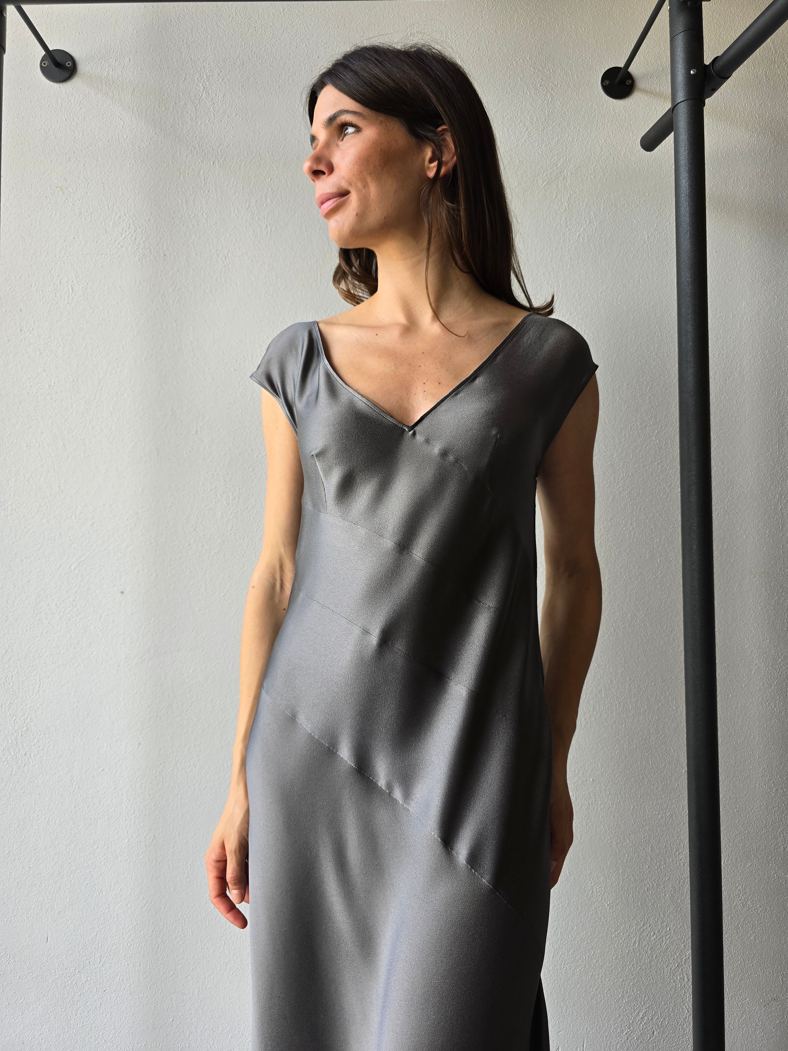 Alberta Ferretti - Abito satin grigio