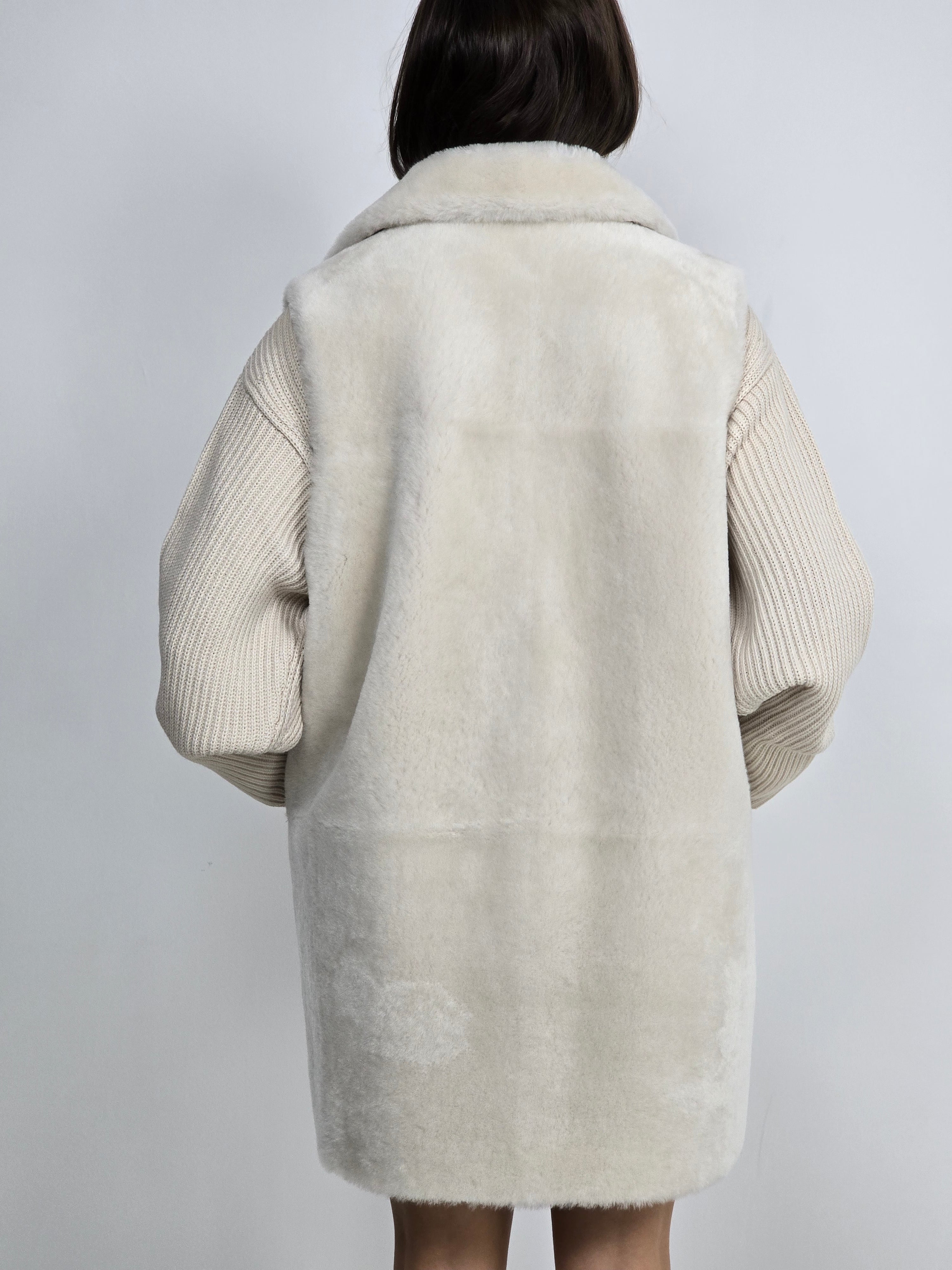 Blancha - Gilet in shearling latte