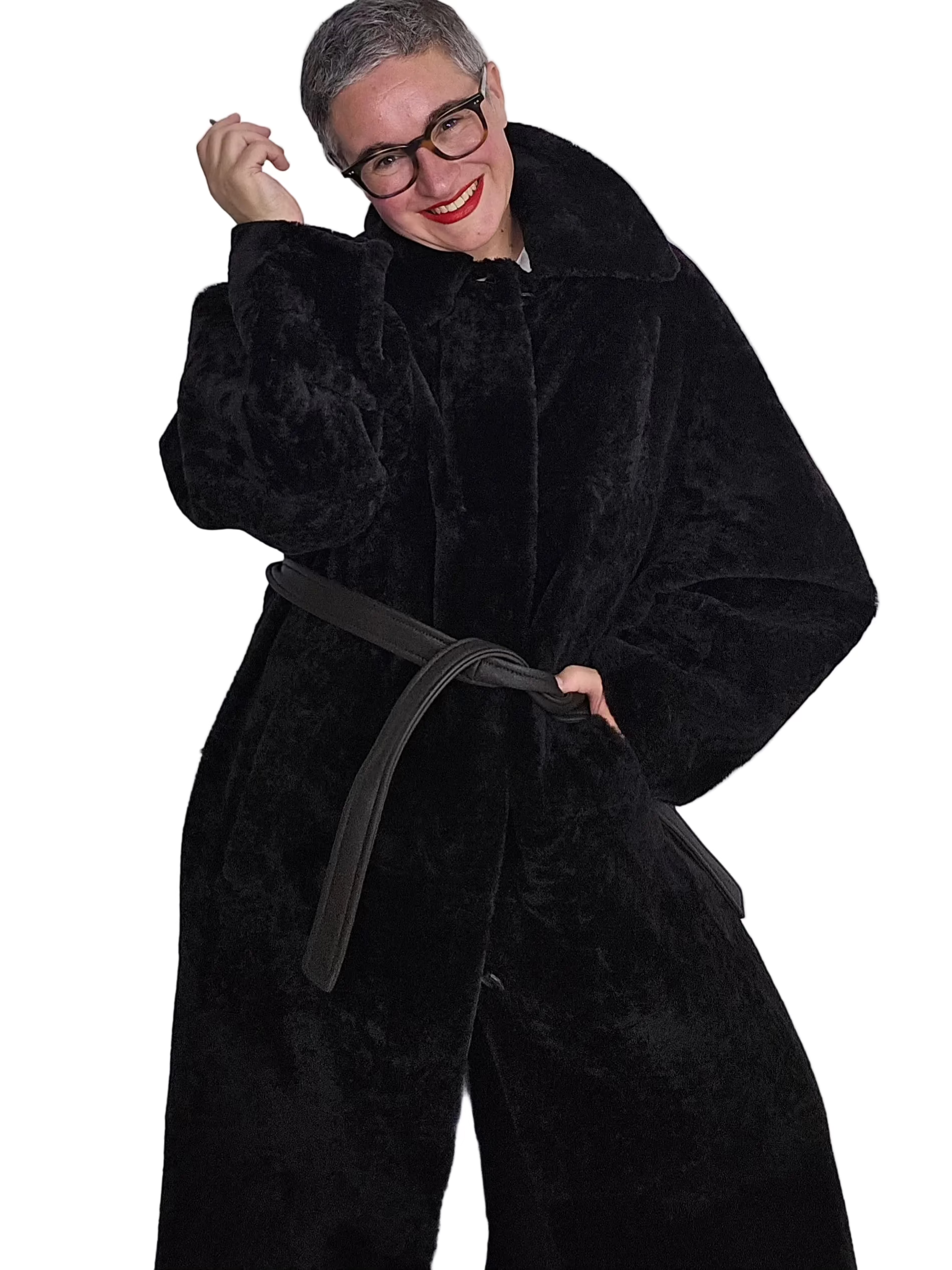 Blancha - Cappotto cioccolato con cintura