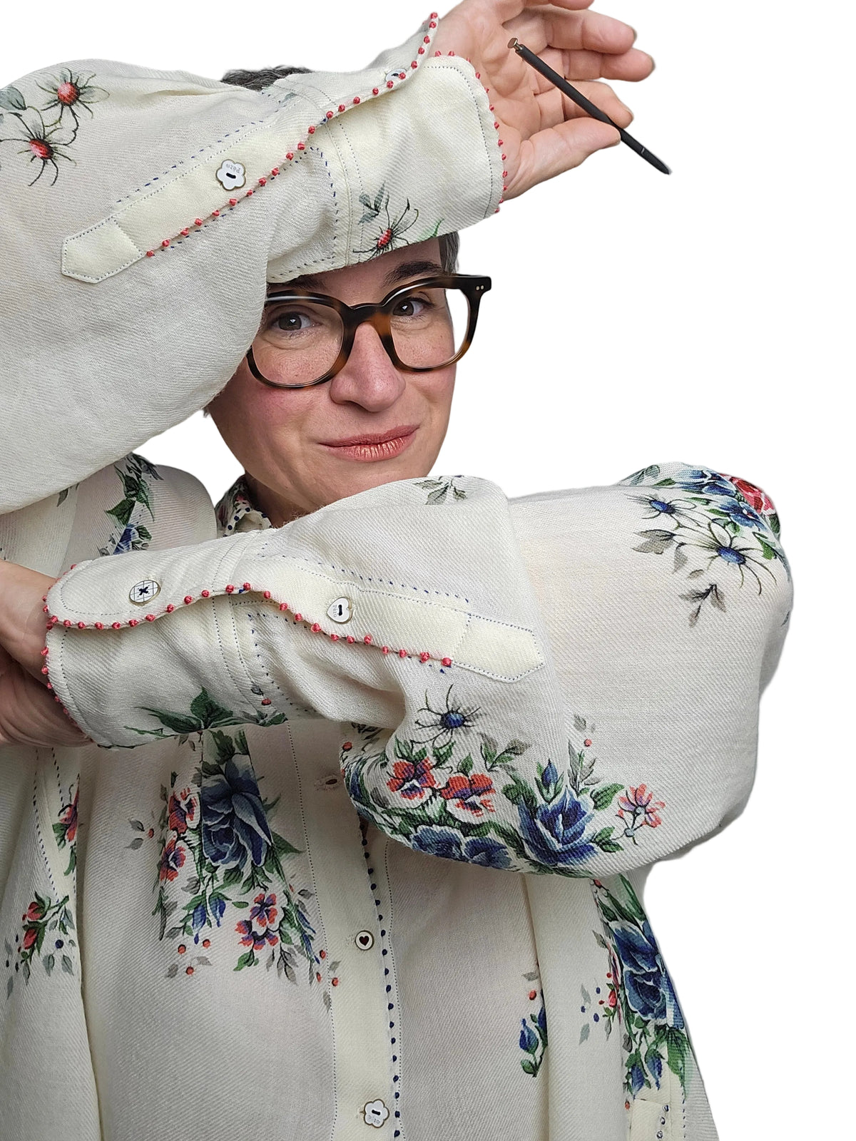 Péro - Camicia ricamata in lana