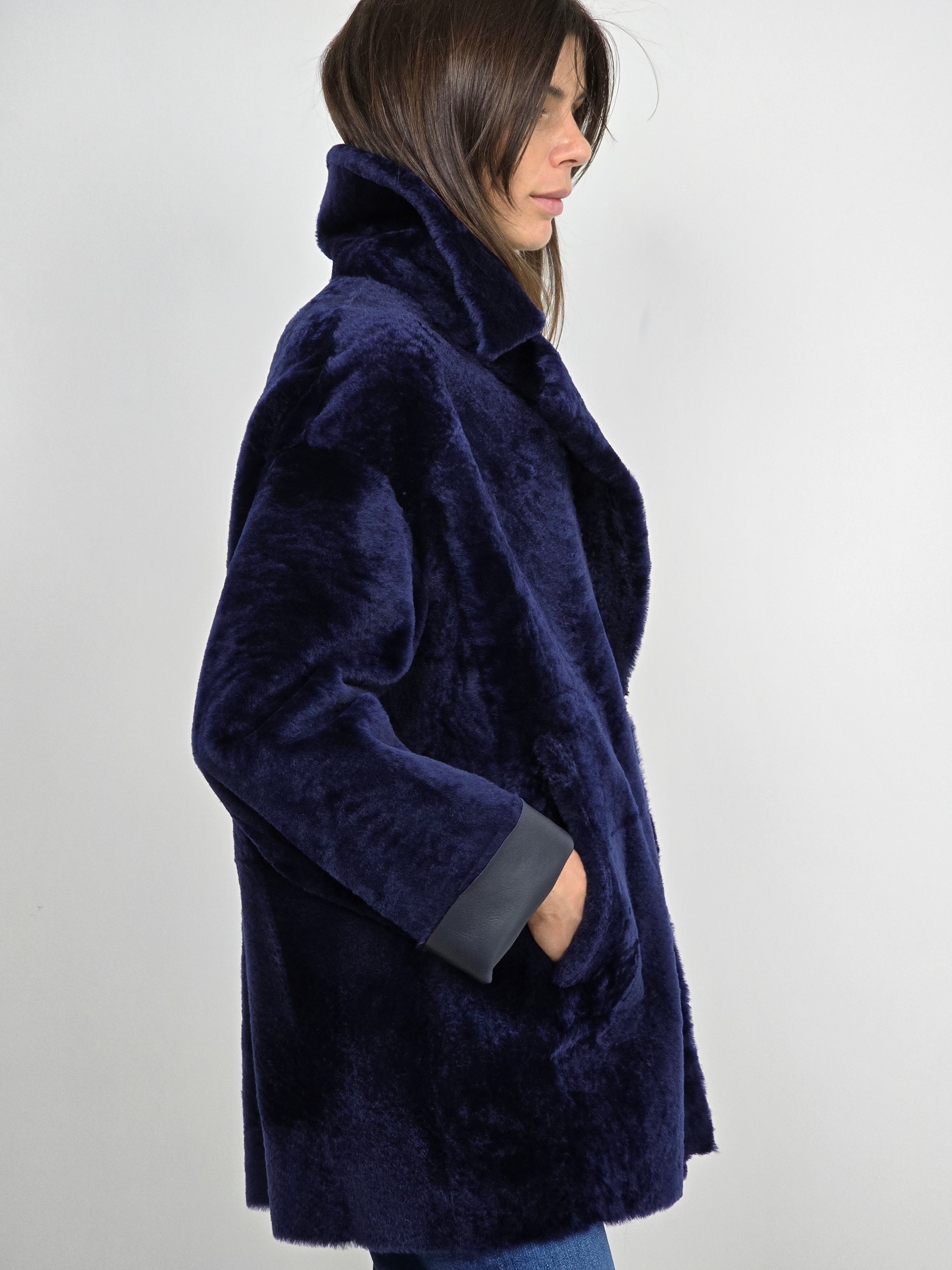 Blancha - Giacca shearling blu