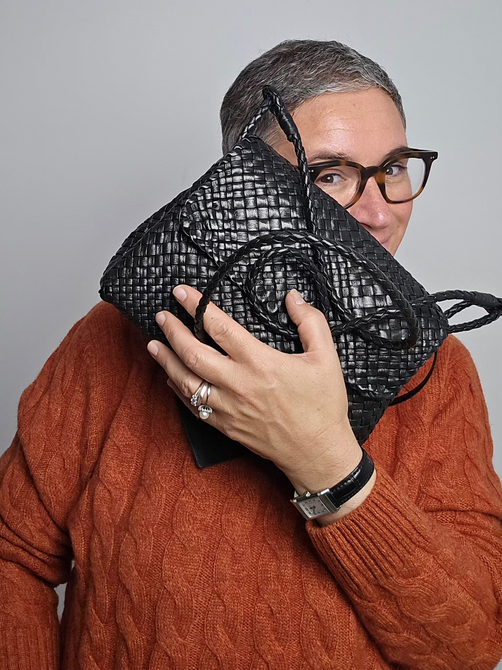 Ibeliv - Borsa intrecciata "Paris" nera