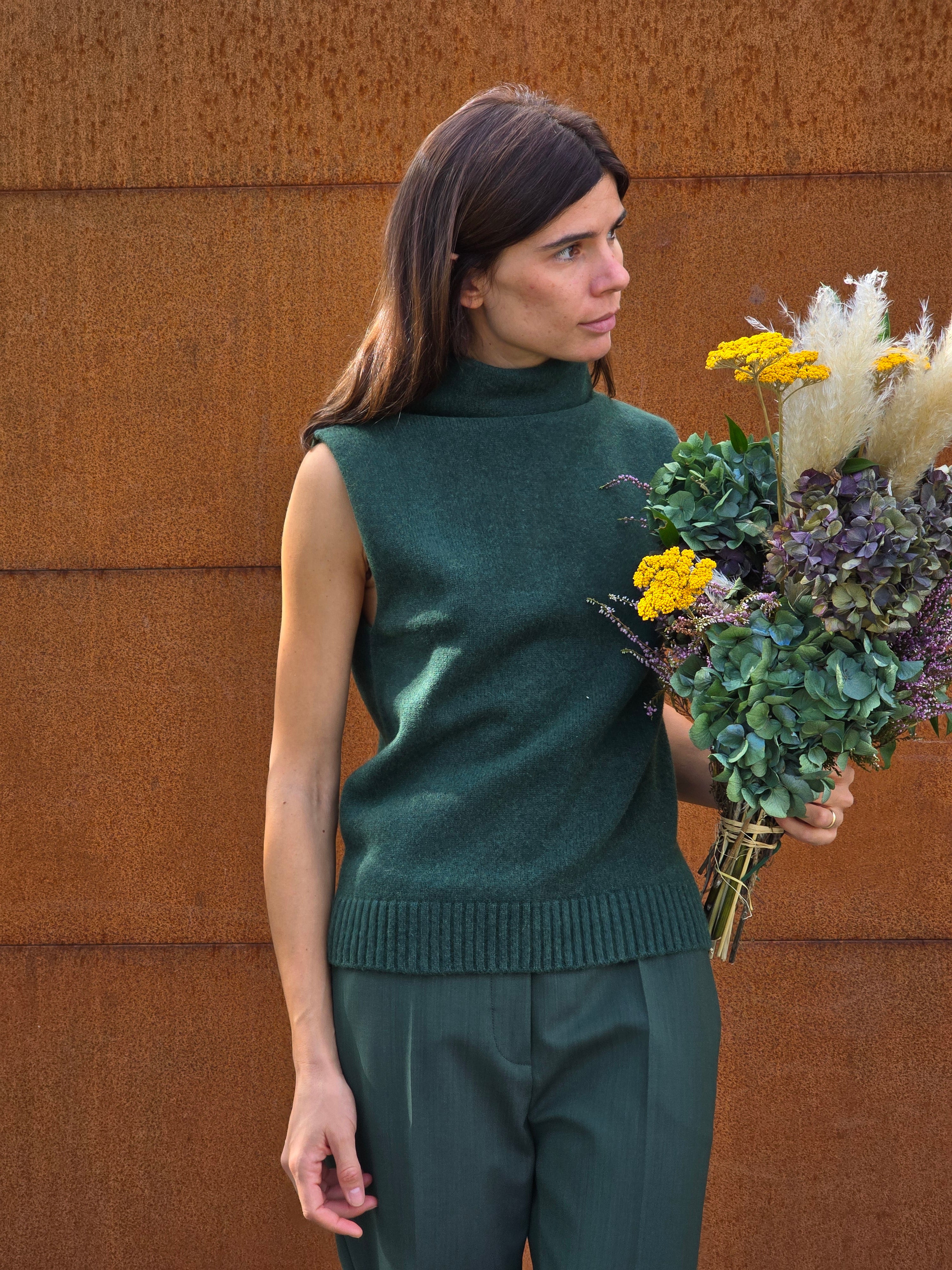 Philosophy di Lorenzo Serafini - Top in maglia misto seta cashmere verde