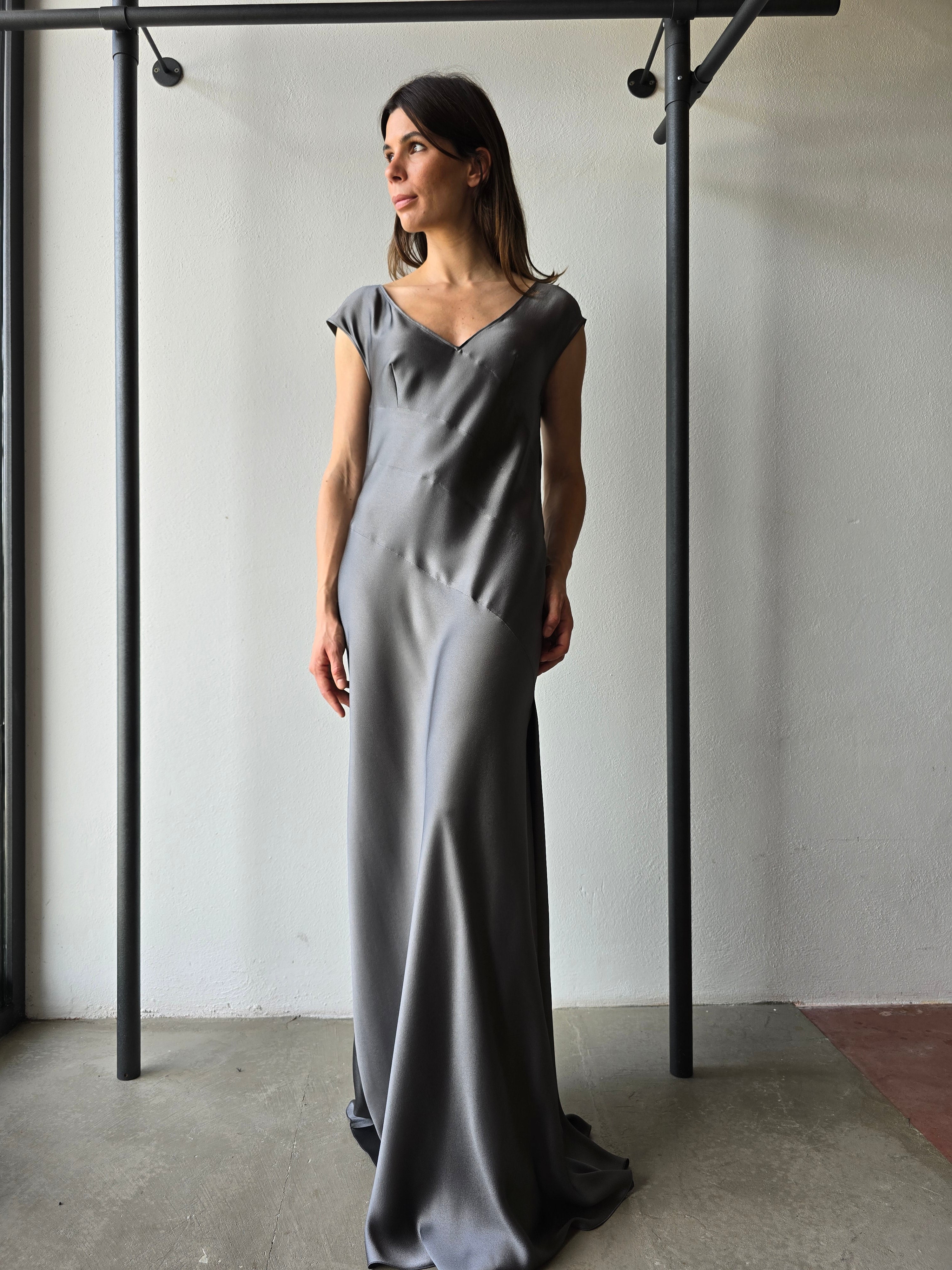 Alberta Ferretti - Abito satin grigio