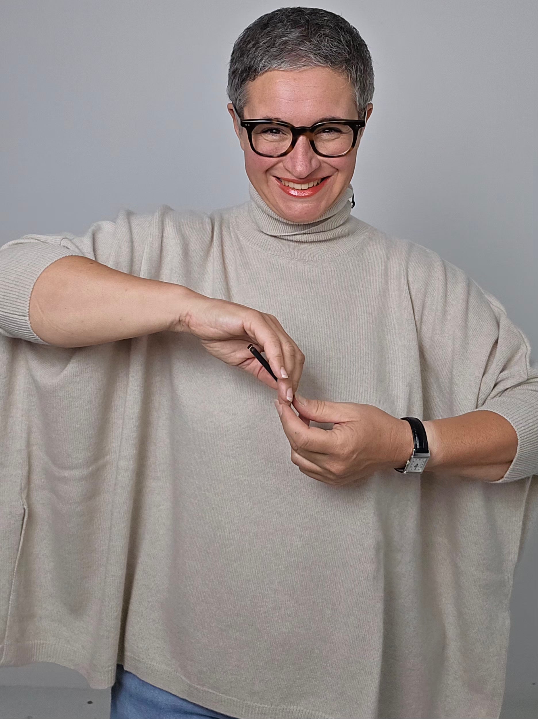 Be You - Maglia cashmere turtle neck sand