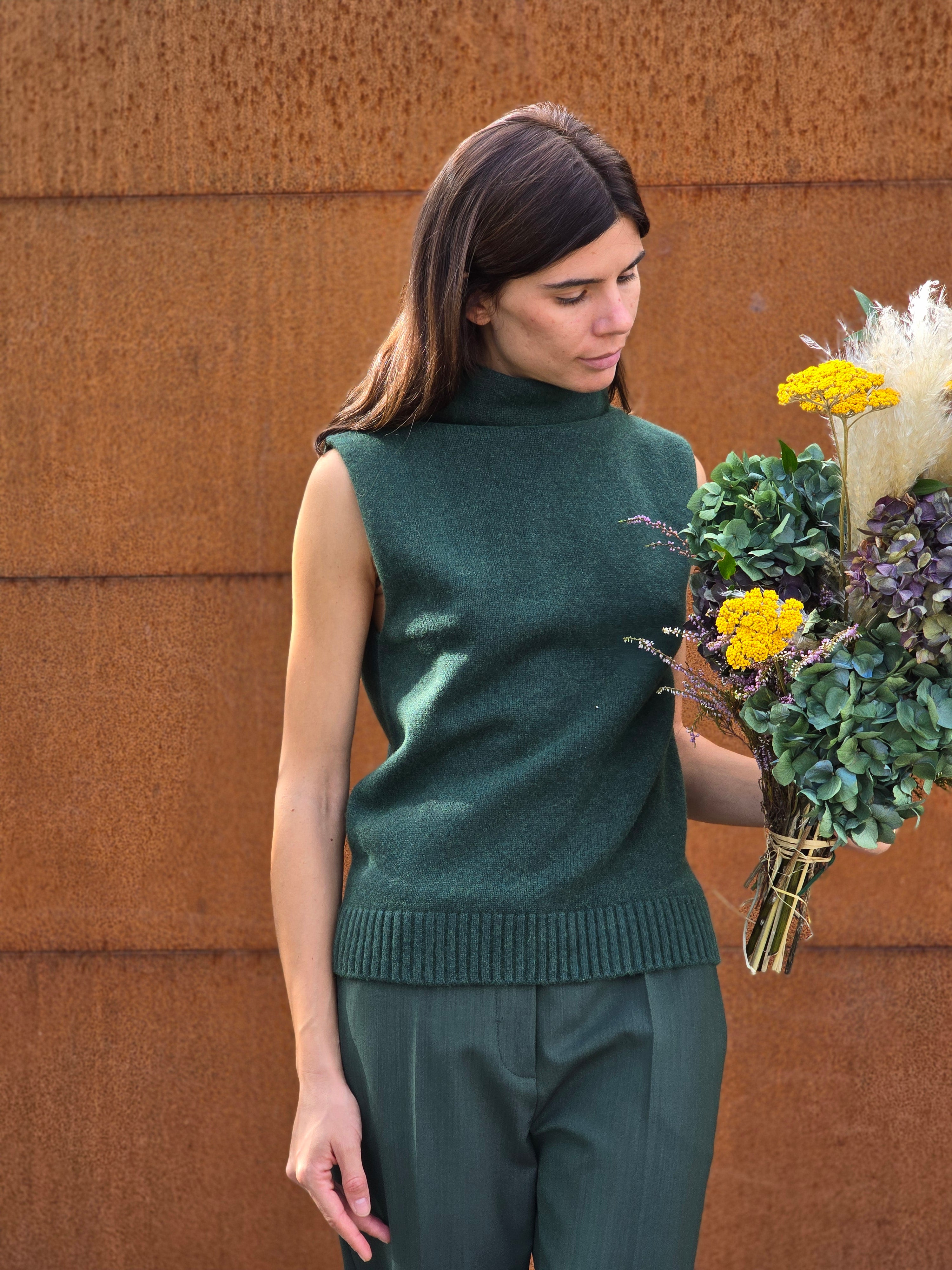 Philosophy di Lorenzo Serafini - Top in maglia misto seta cashmere verde