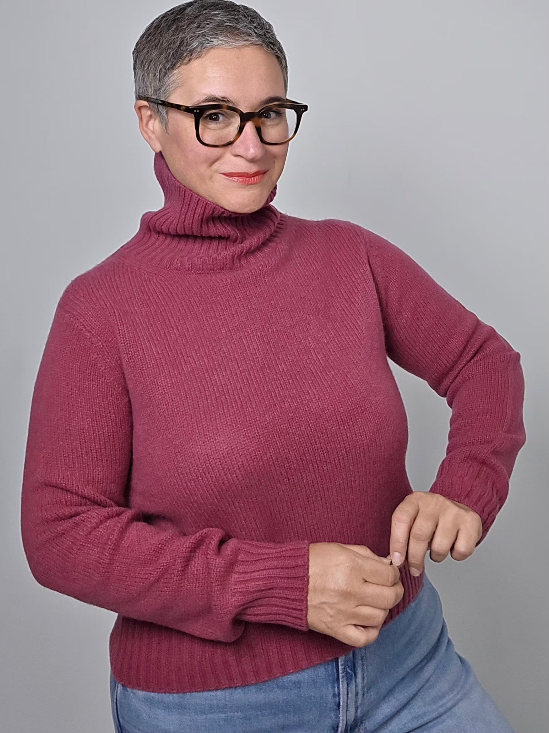 Be You - Maglia cashmere turtle neck rosa antico