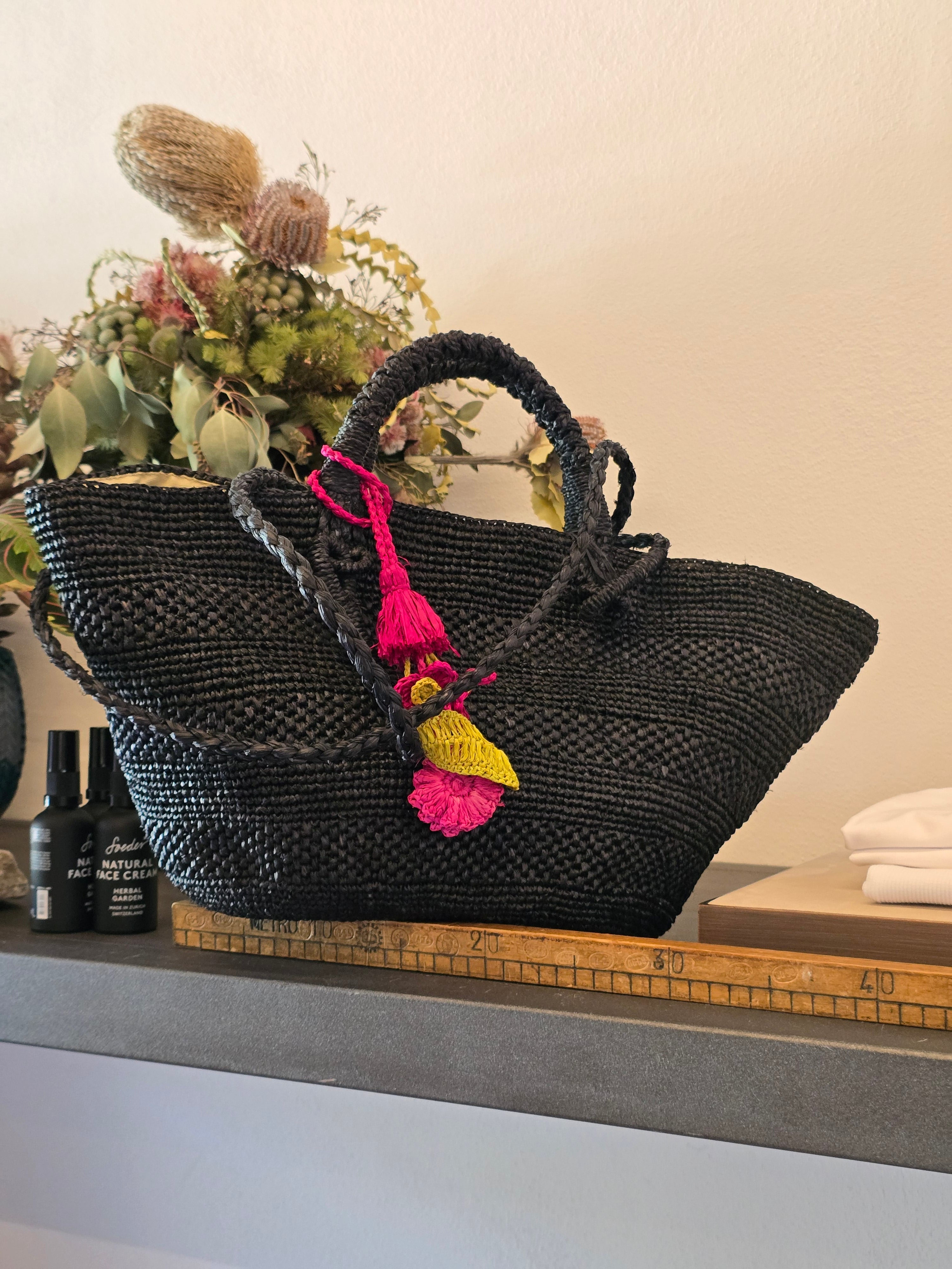 IBELIV - Borsa in rafia  "Noumena", black