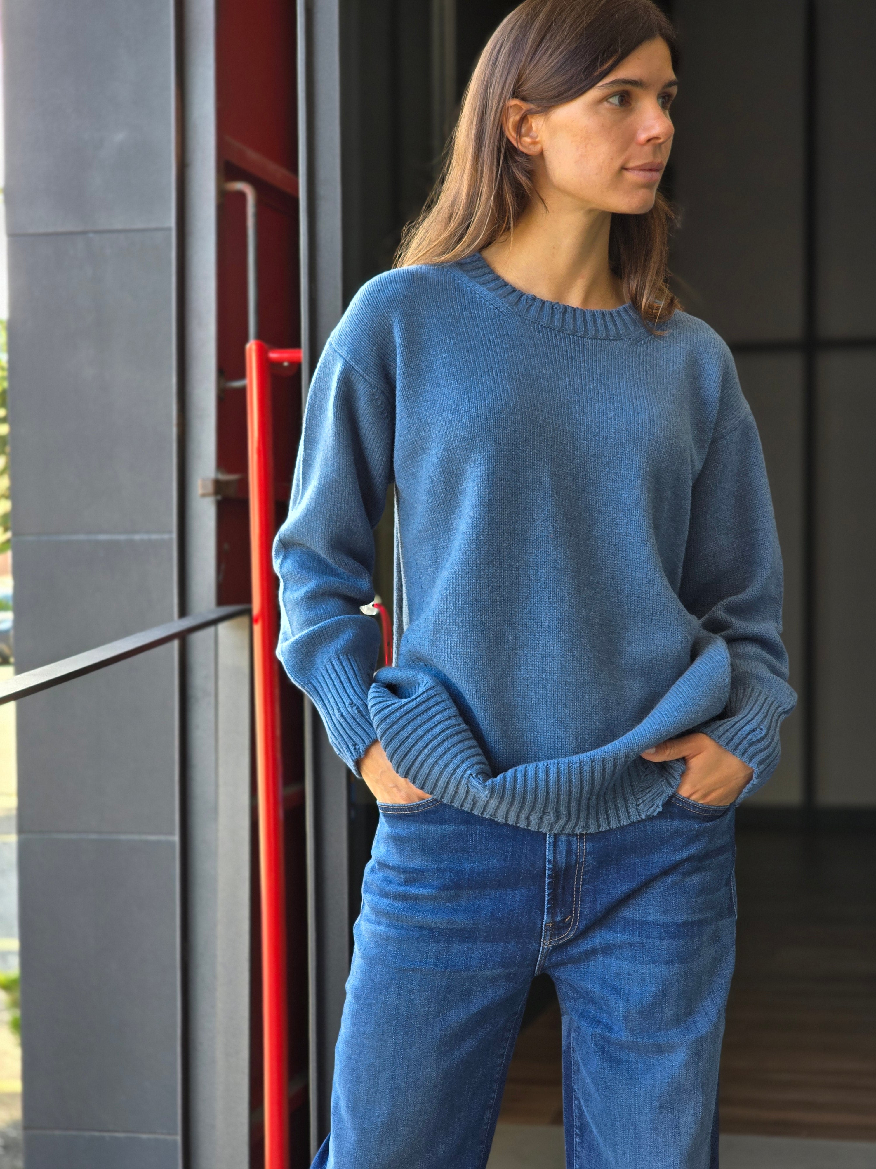 Canessa - Maglia in cashmere "Leda" color denim