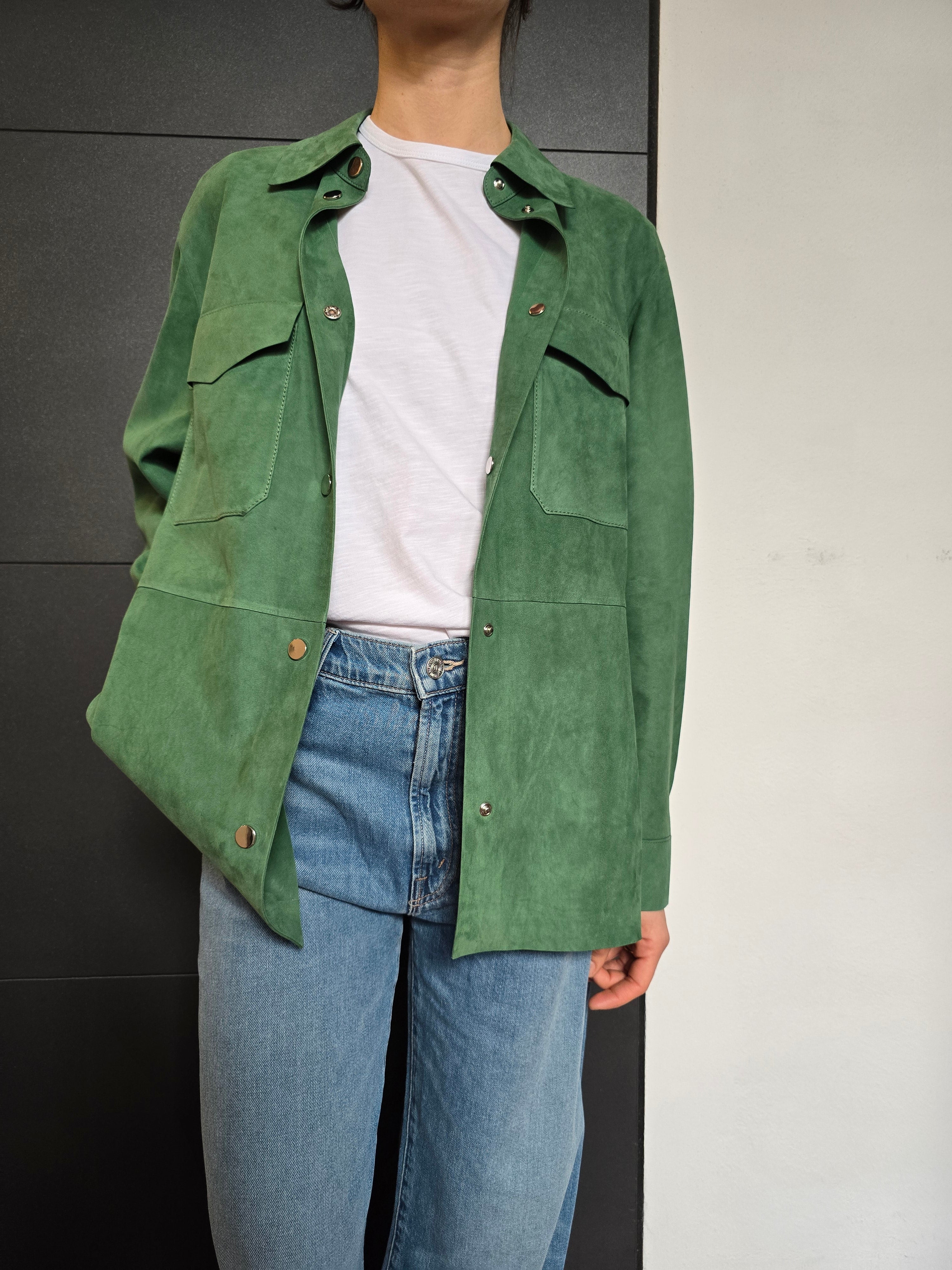 Desa 1972 - Giacca Camicia in light suede nappato, verde