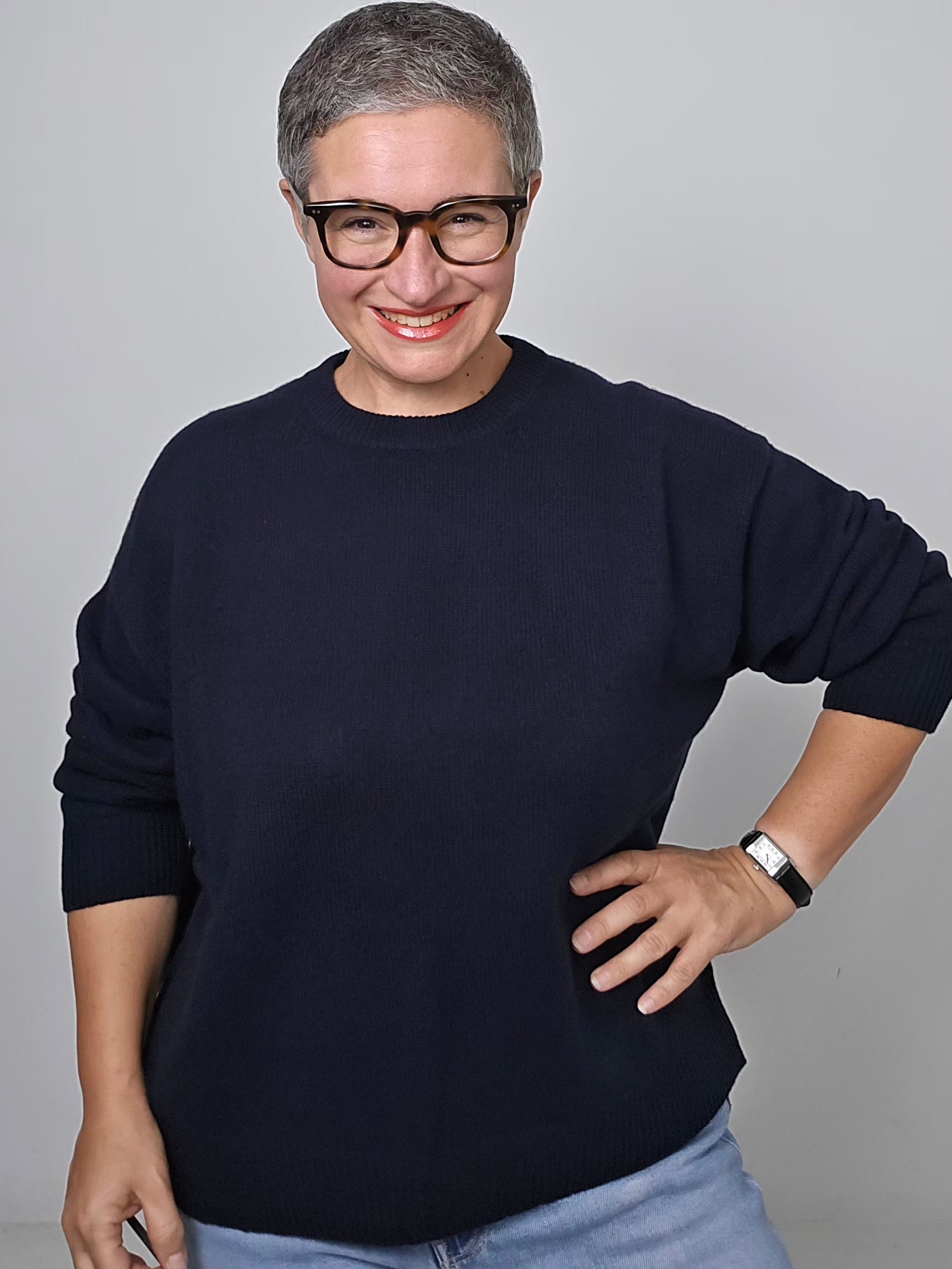 Be You - Maglia girocollo blu cashmere