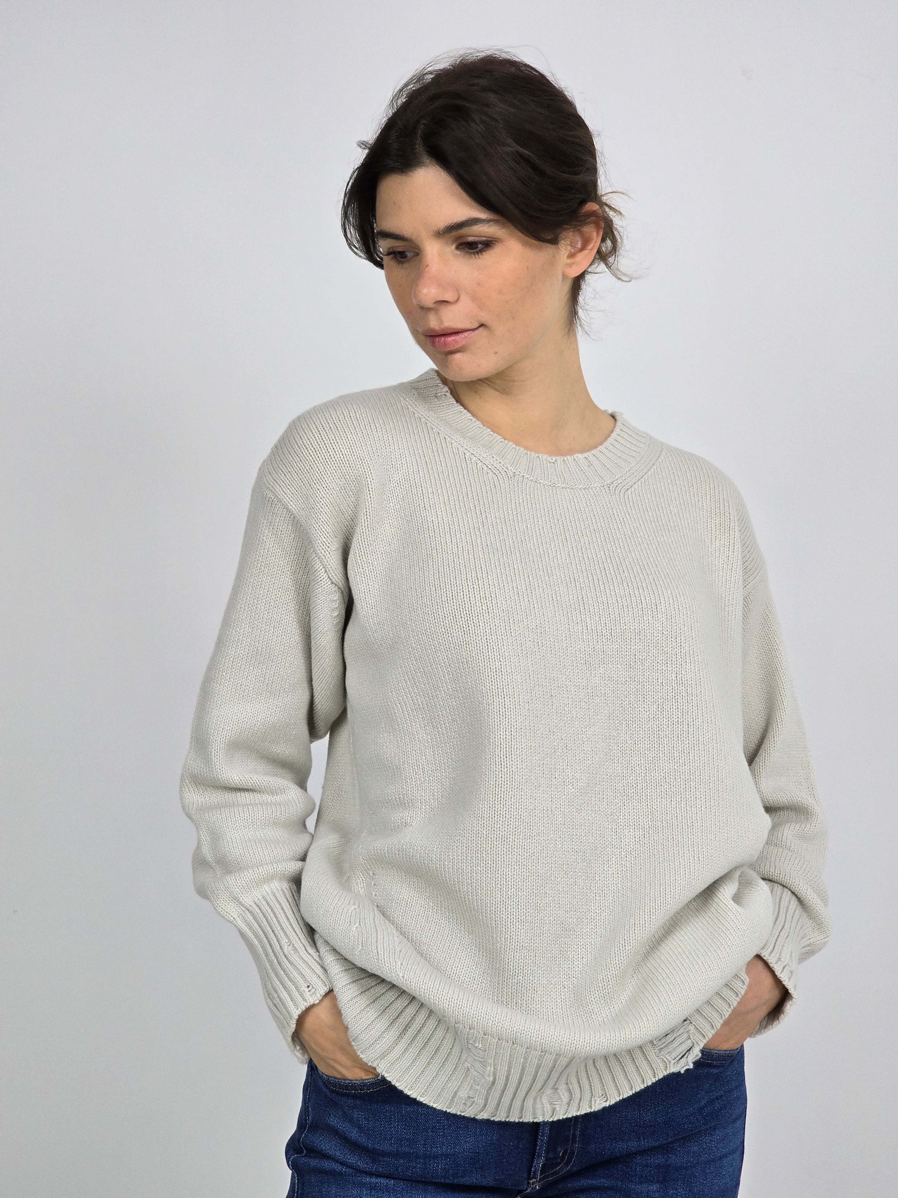 Canessa - Maglia in cashmere "Leda" bianco latte