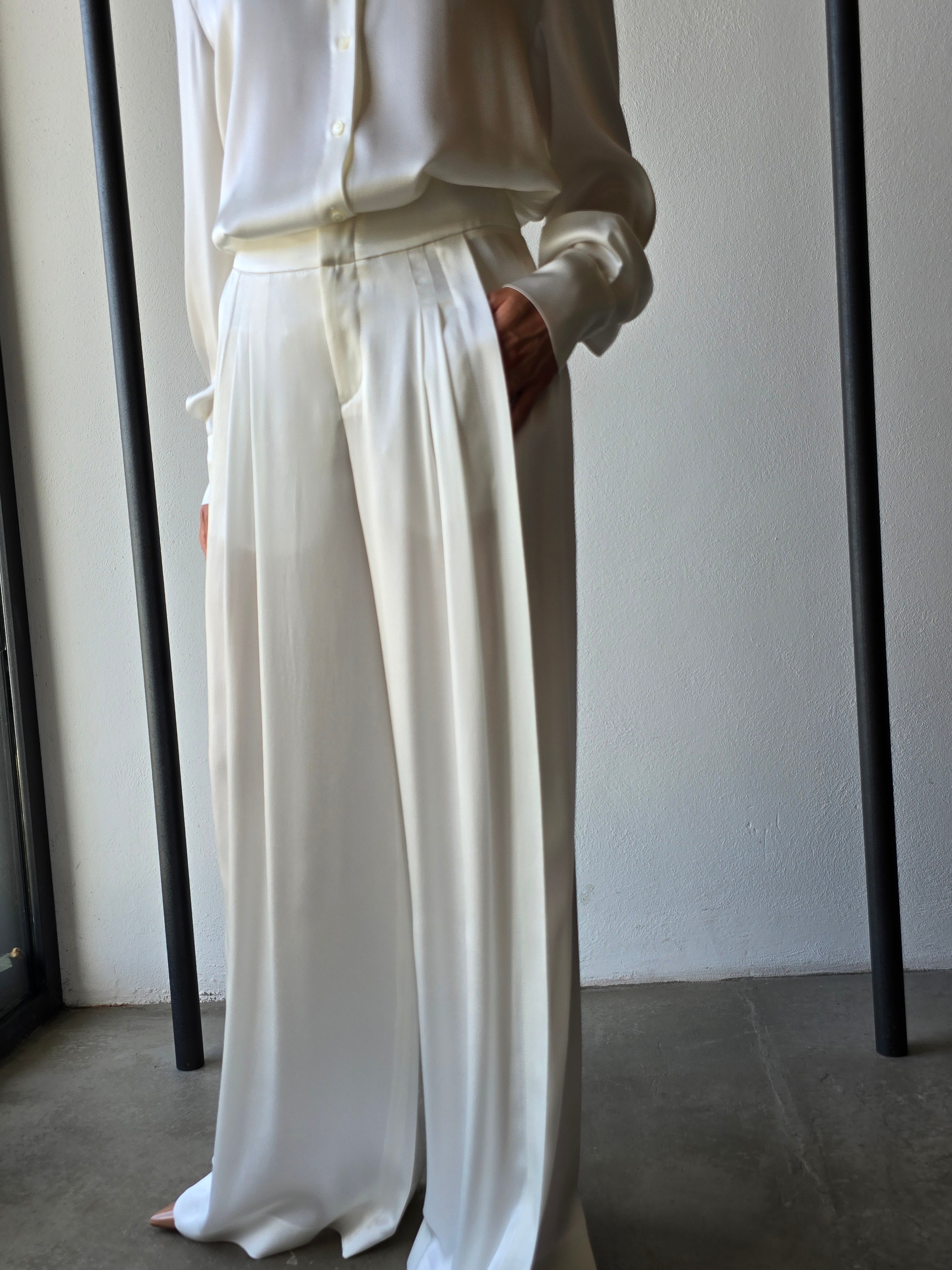 Alberta Ferretti - Pantalone bianco satin