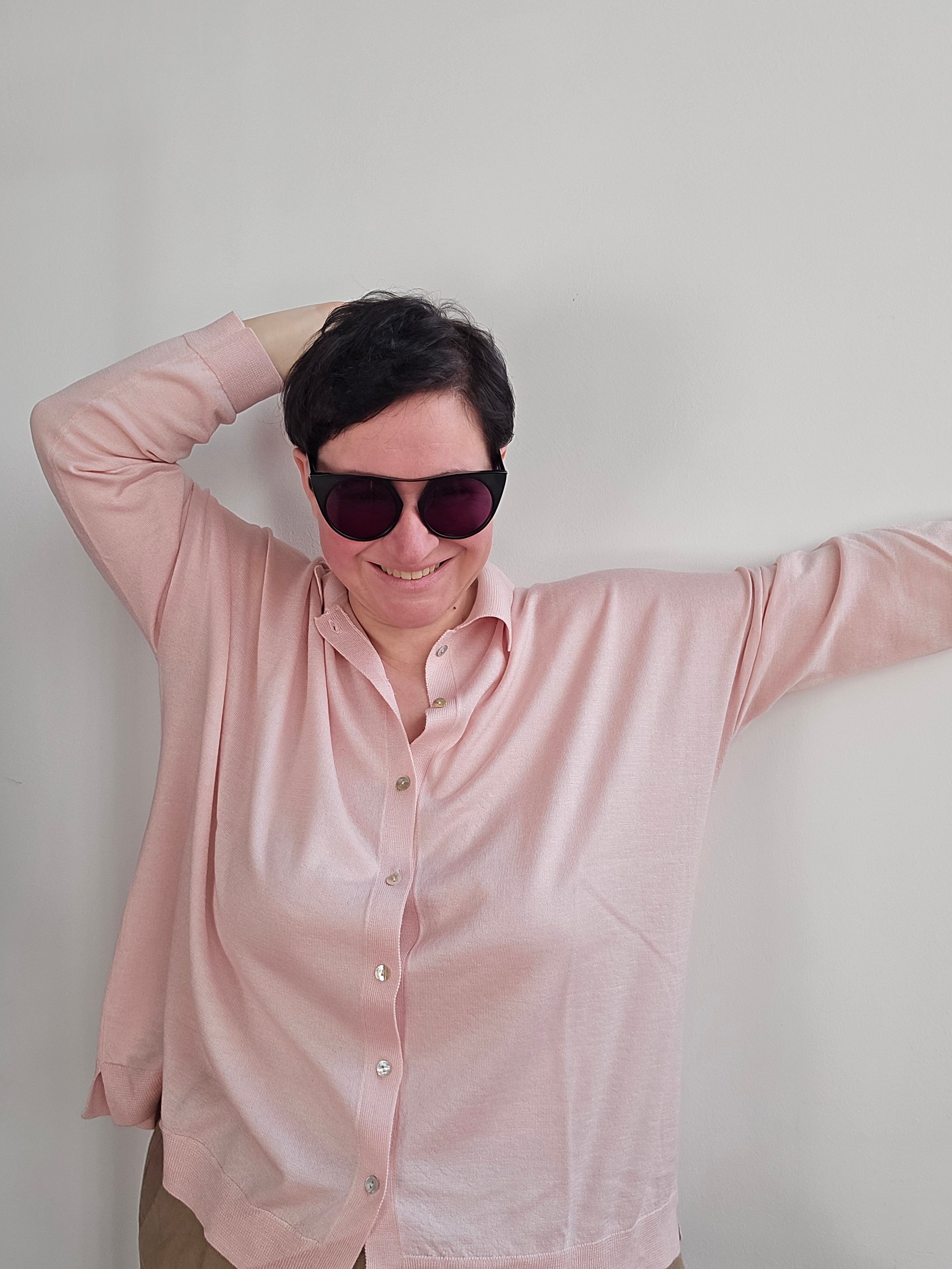 Be You - Cardigan polo rosa cipria