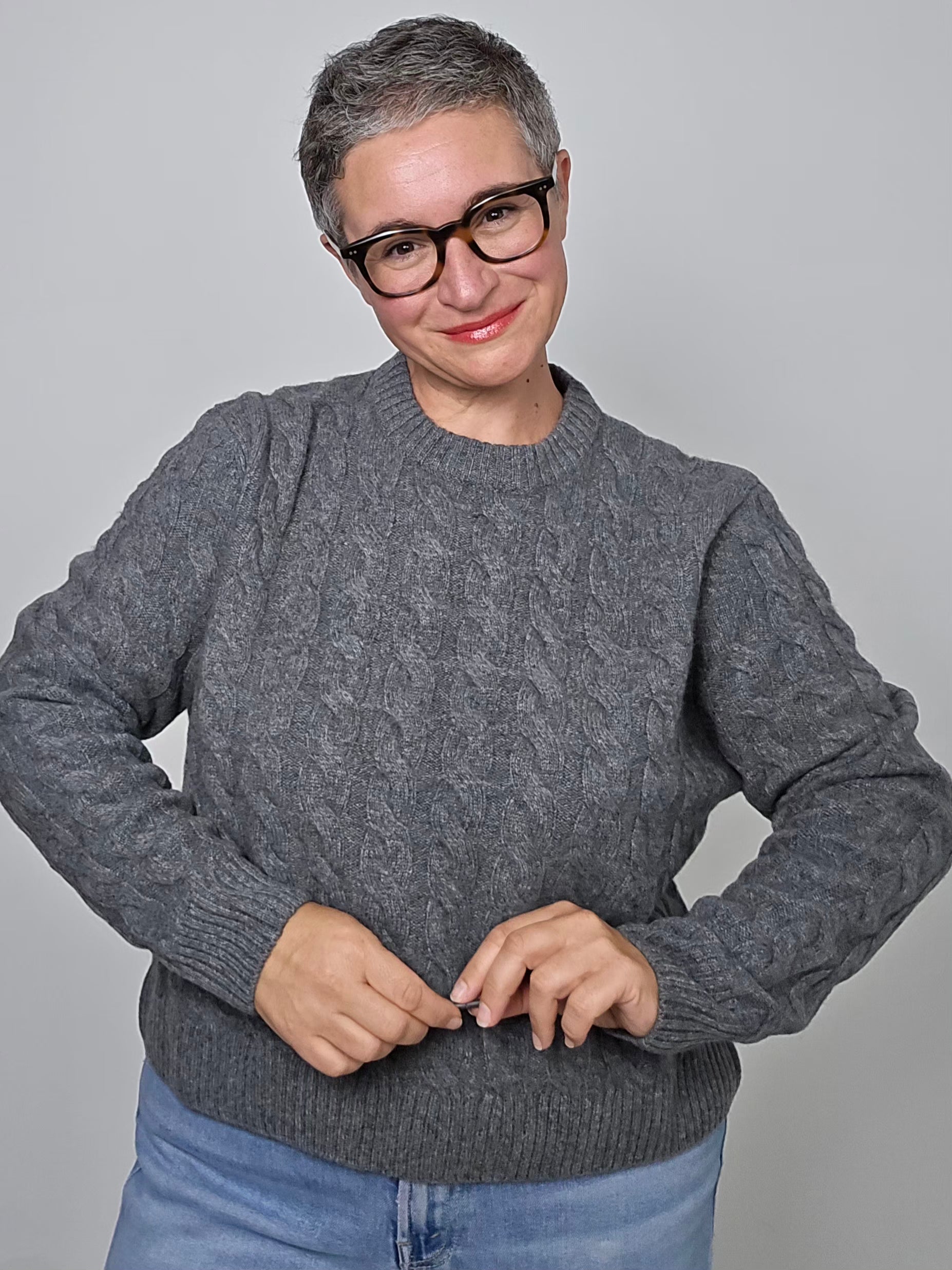 Be You - Maglia in cashmere a trecce dark grey