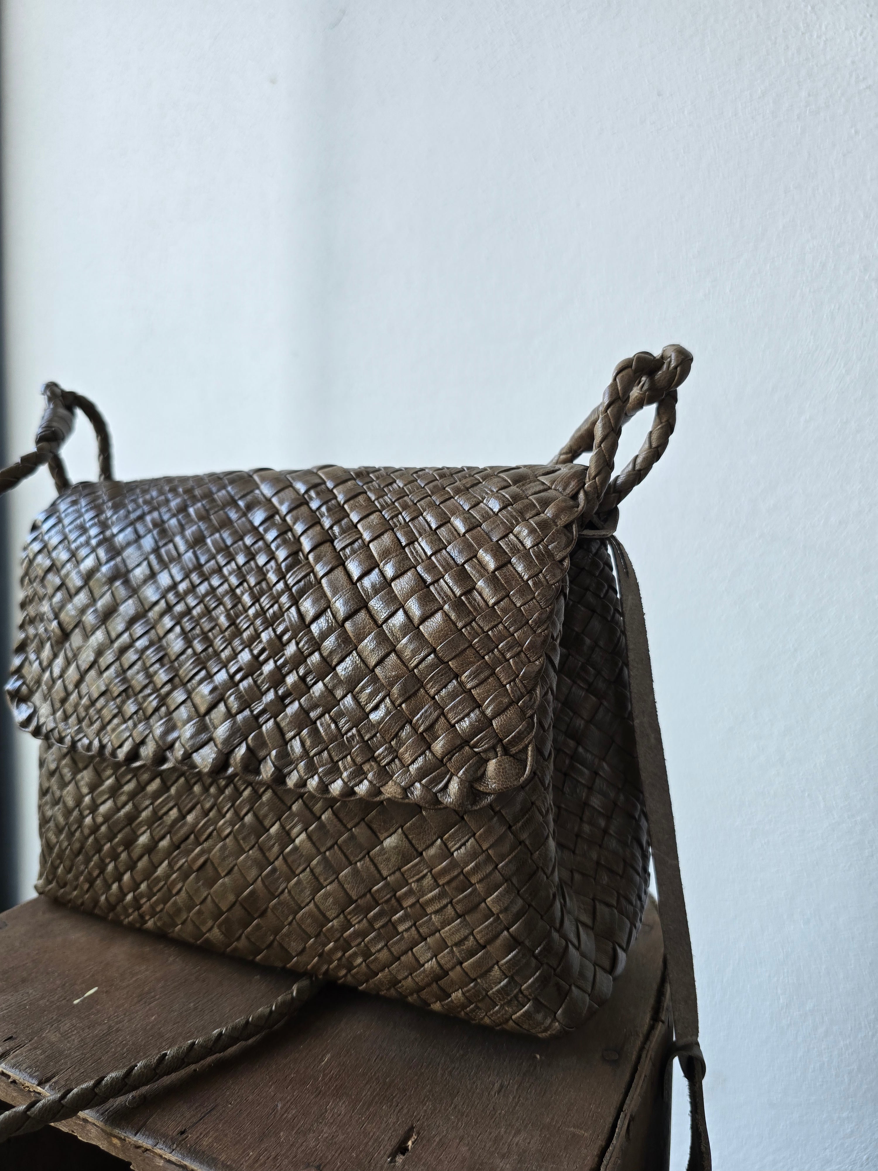 Ibeliv - Borsa intrecciata " Paris" kaki