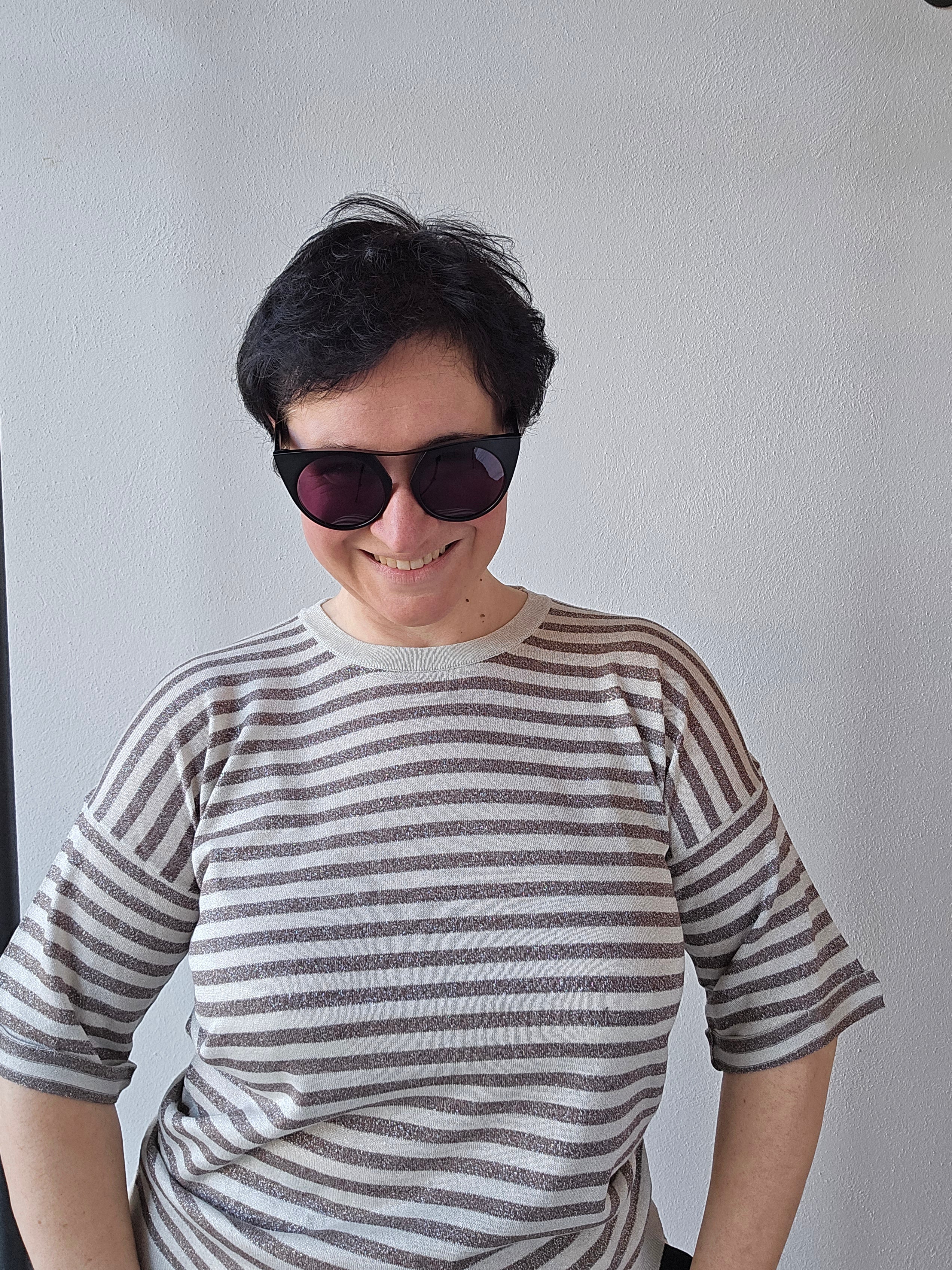 Be You - T-shirt lurex silver/cioccolato