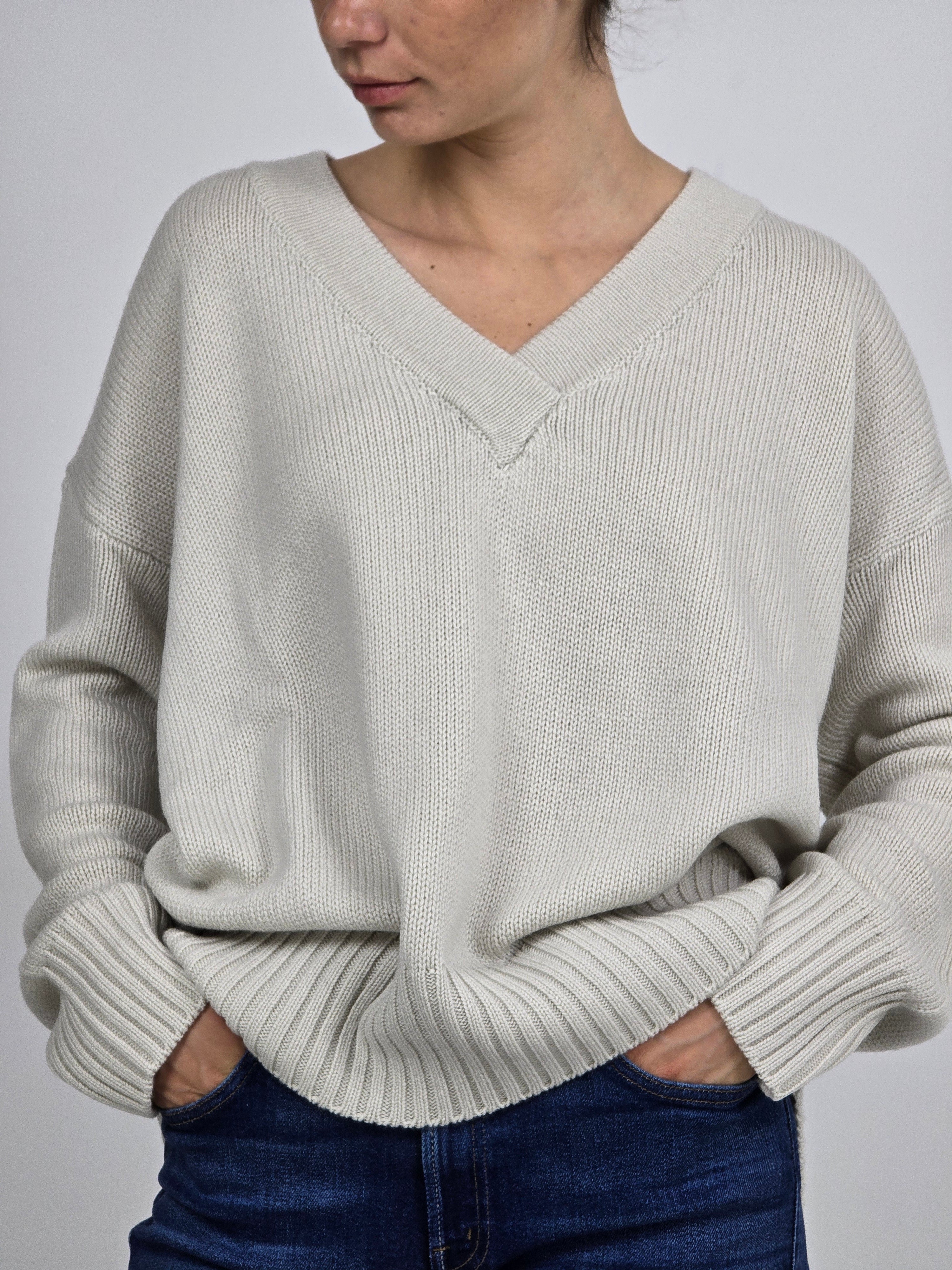 Canessa - Pullover in cashmere "Patricia" color talco