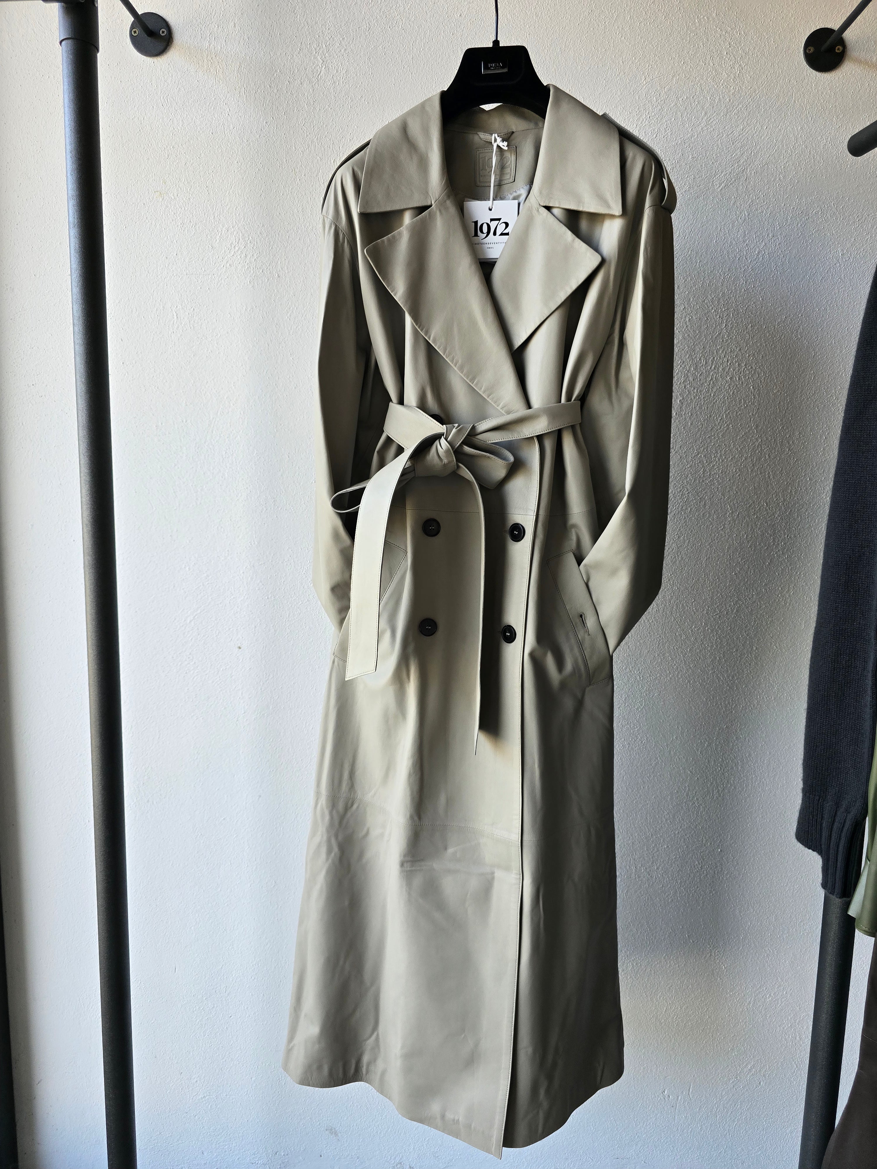 Desa 1972 - Trench lungo pelle grigio