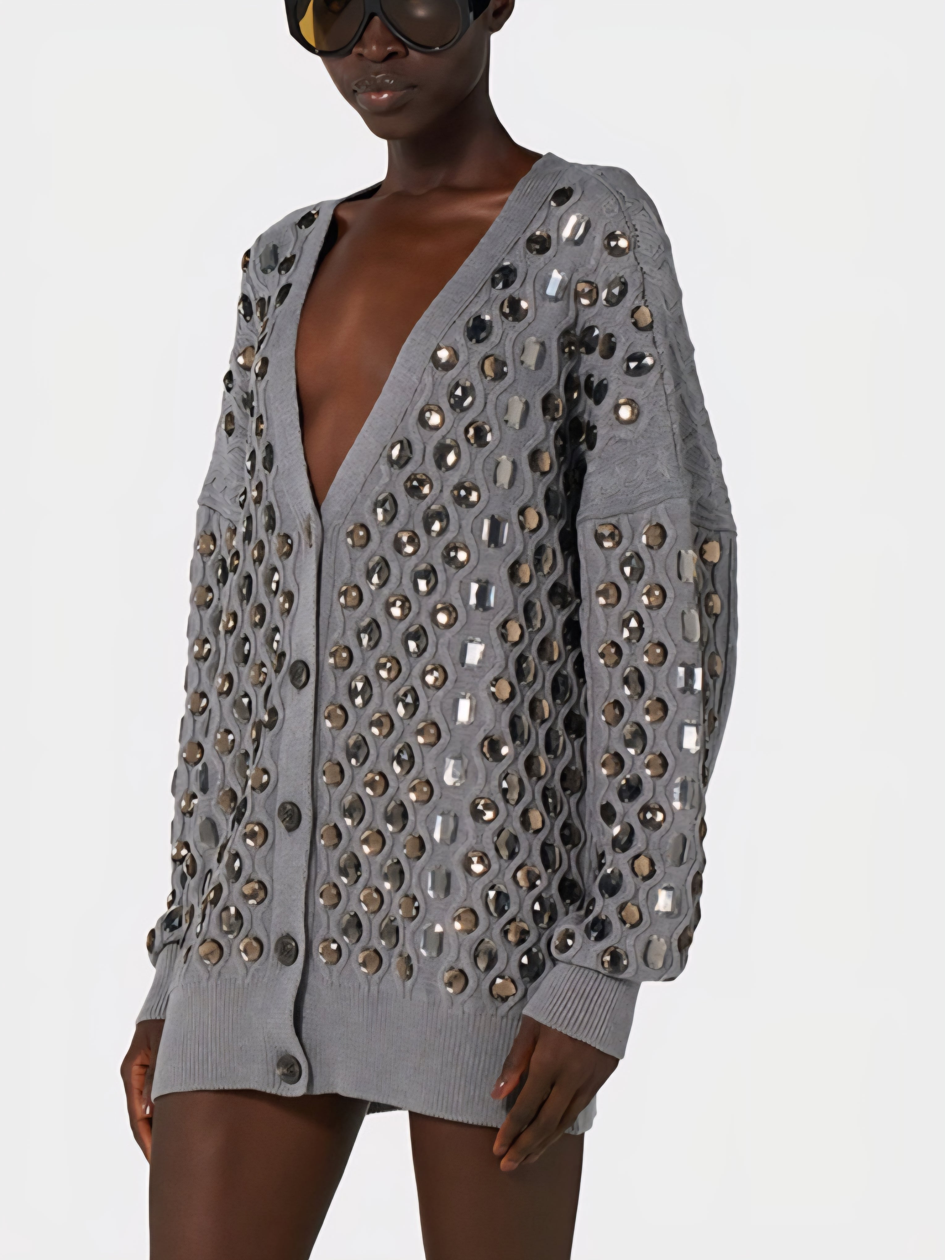 Giuseppe di Morabito -cardigan grigio cristalli