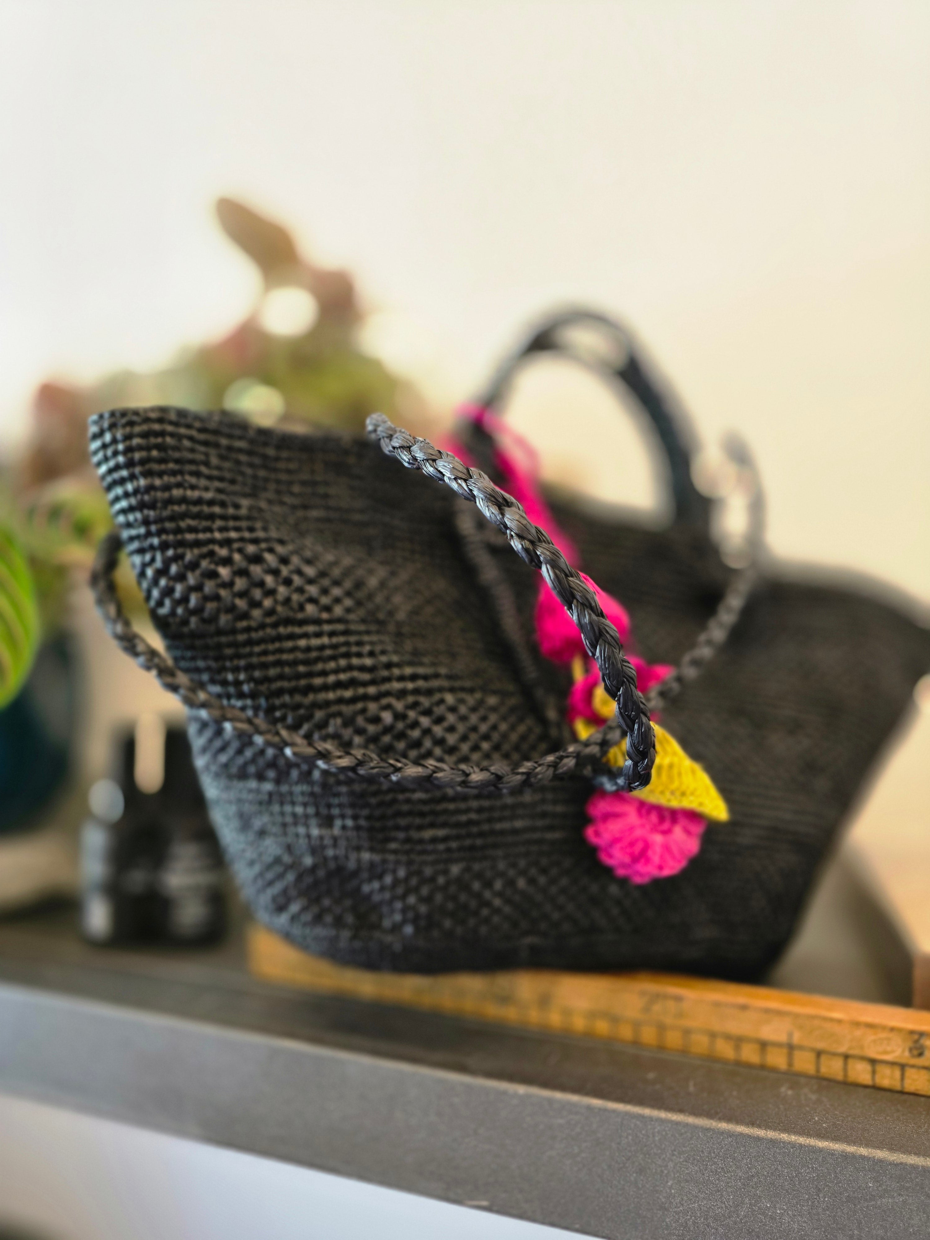 IBELIV - Borsa in rafia  "Noumena", black