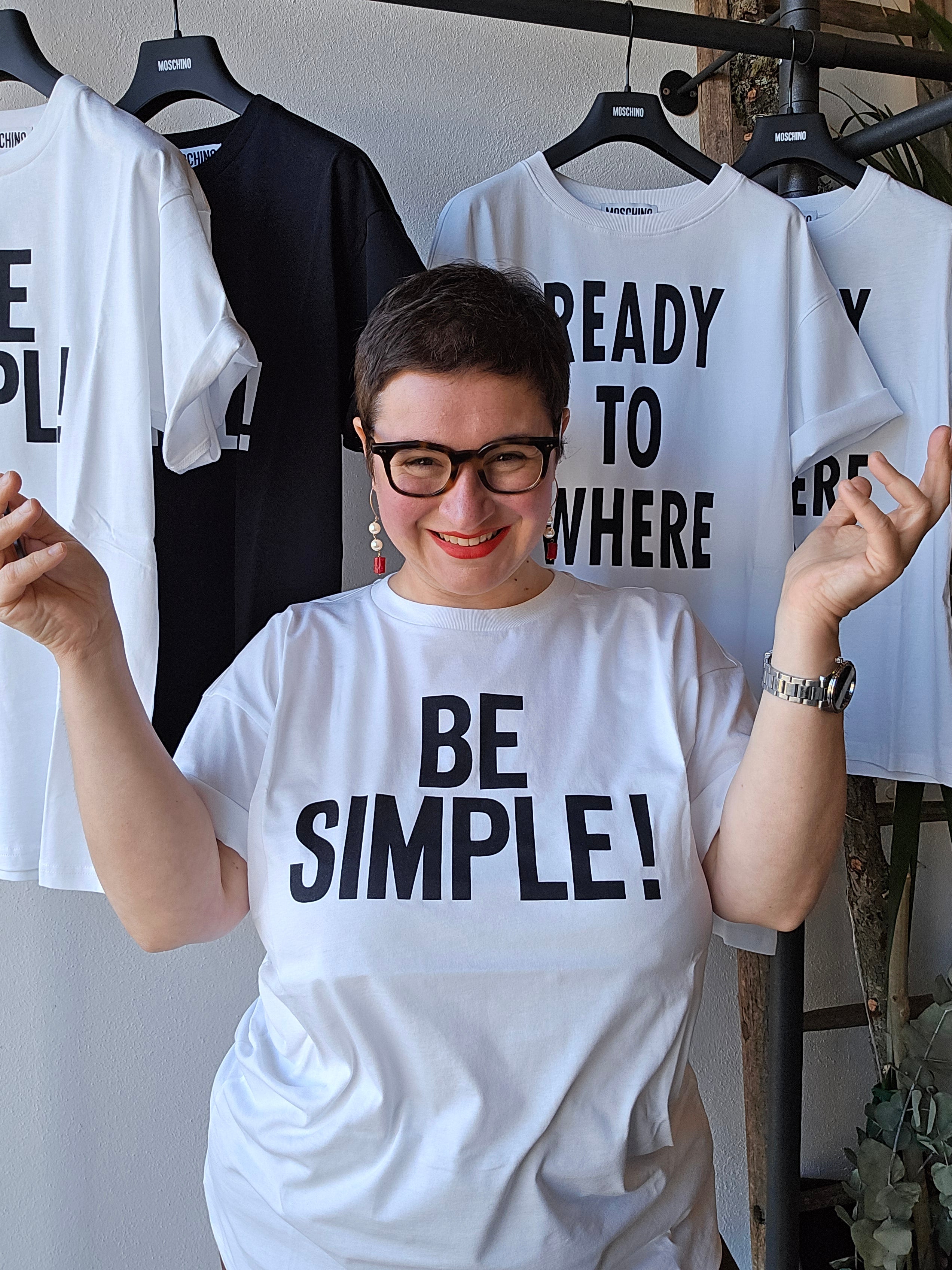 Moschino - T-shirt bianca "Be Simple" bianca