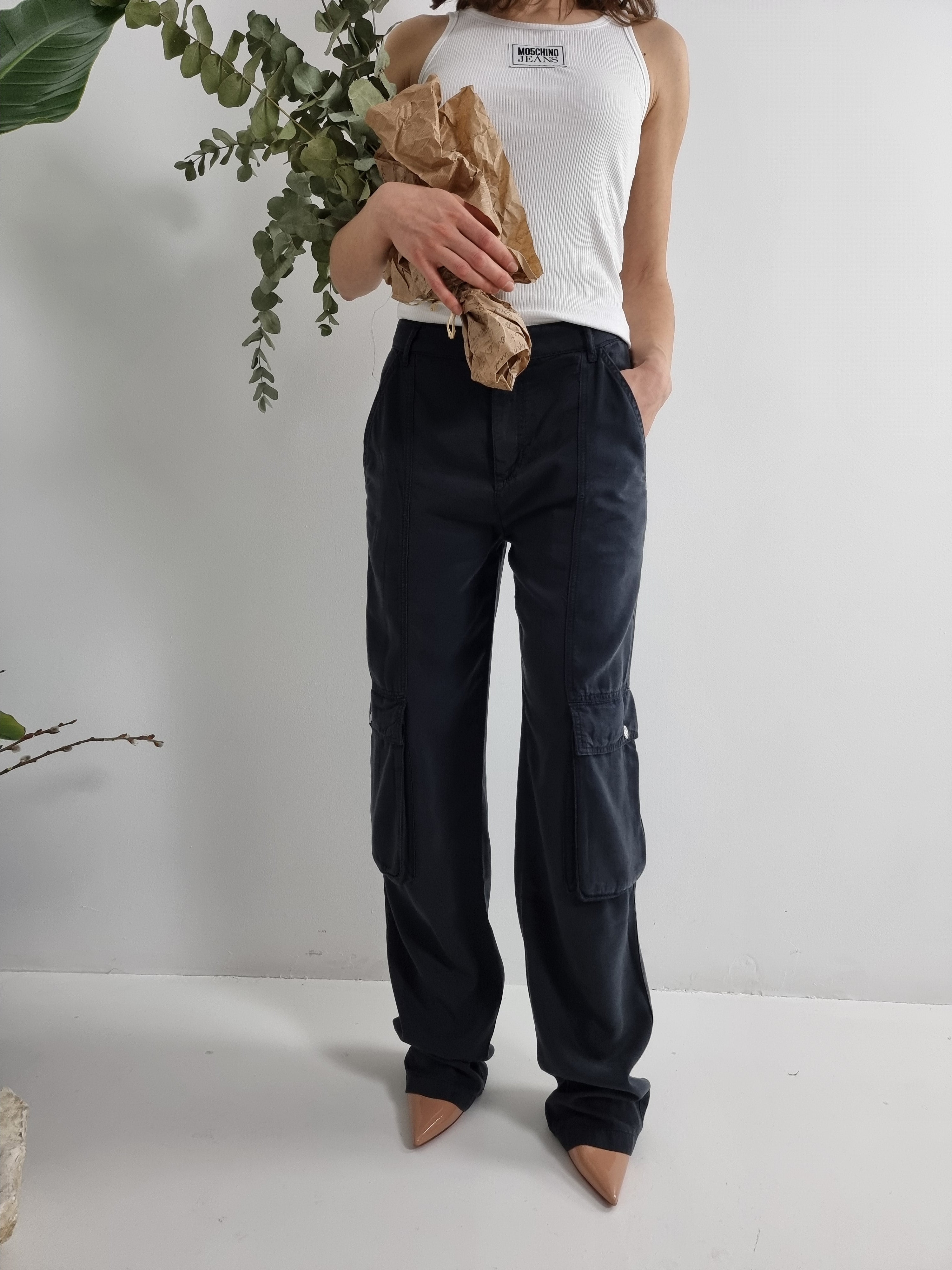 Moschino Jeans – Pantalone in lyocell nero