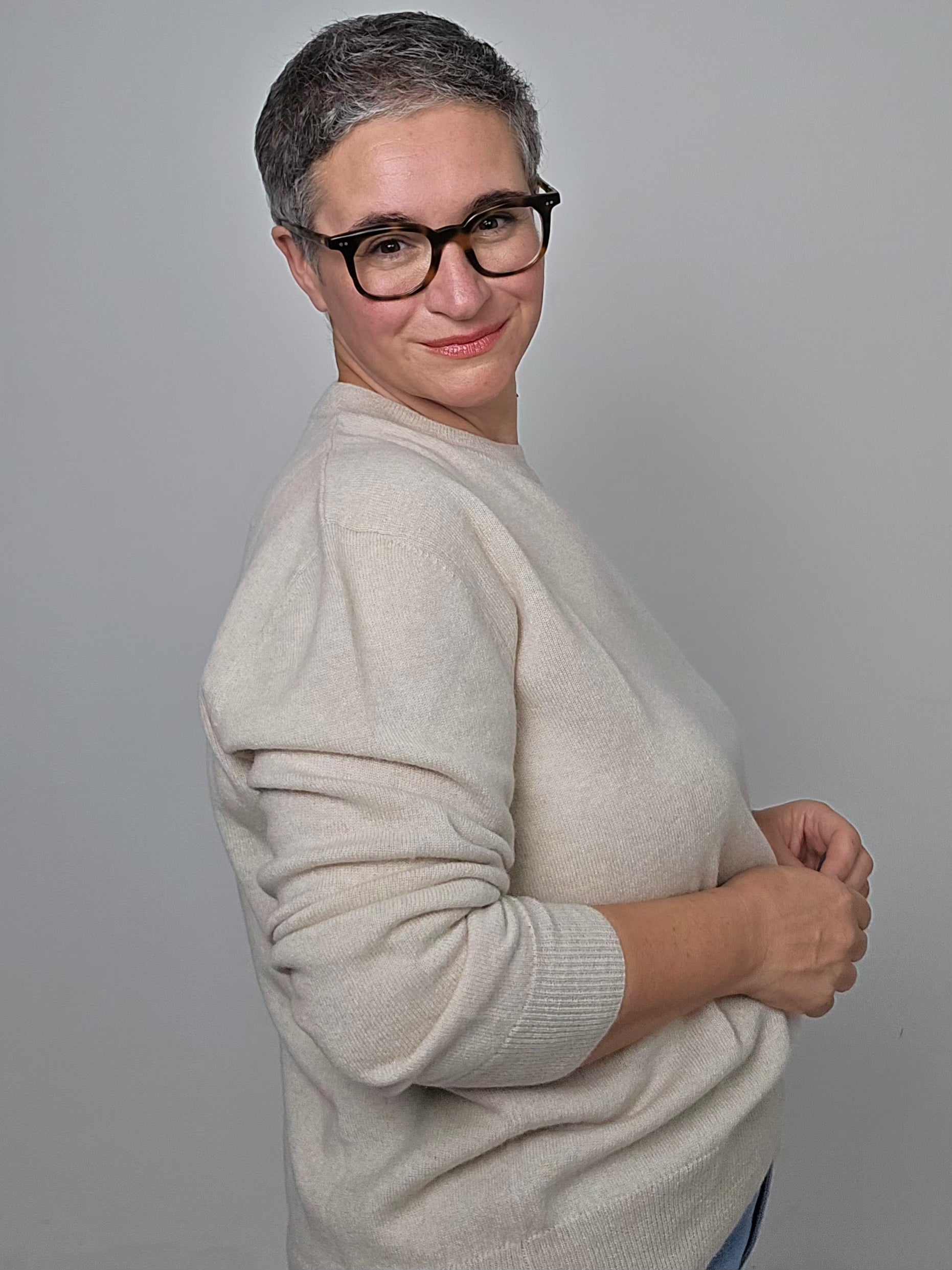Be You - Maglia girocollo in cashmere sabbia