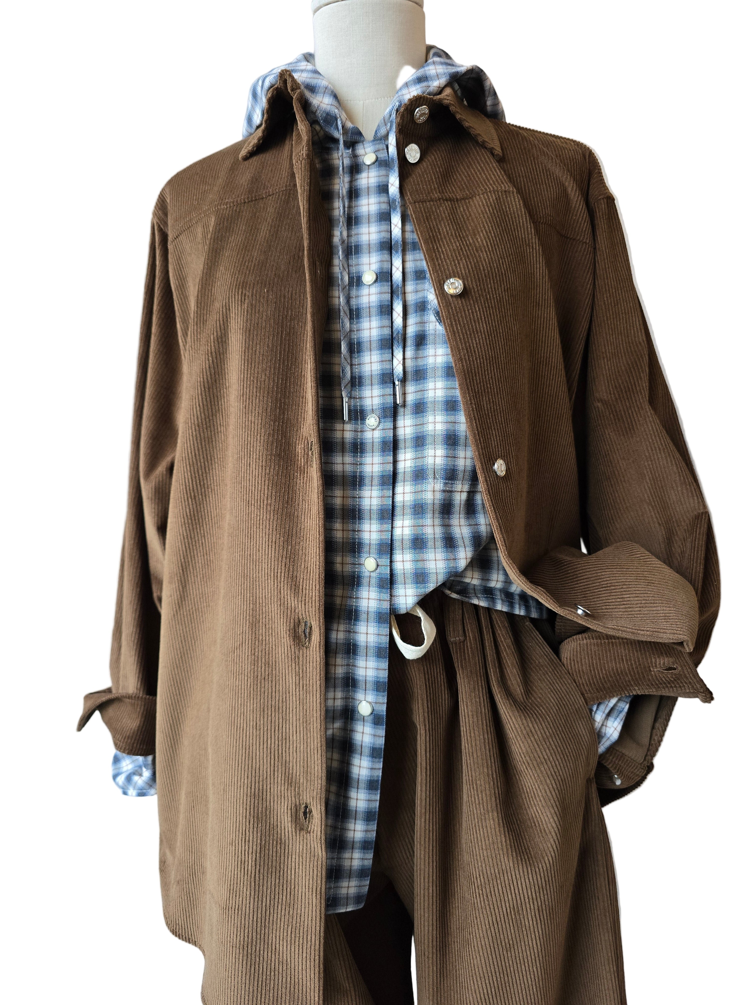 Moschino Jeans - Camicia in velluto coste marrone