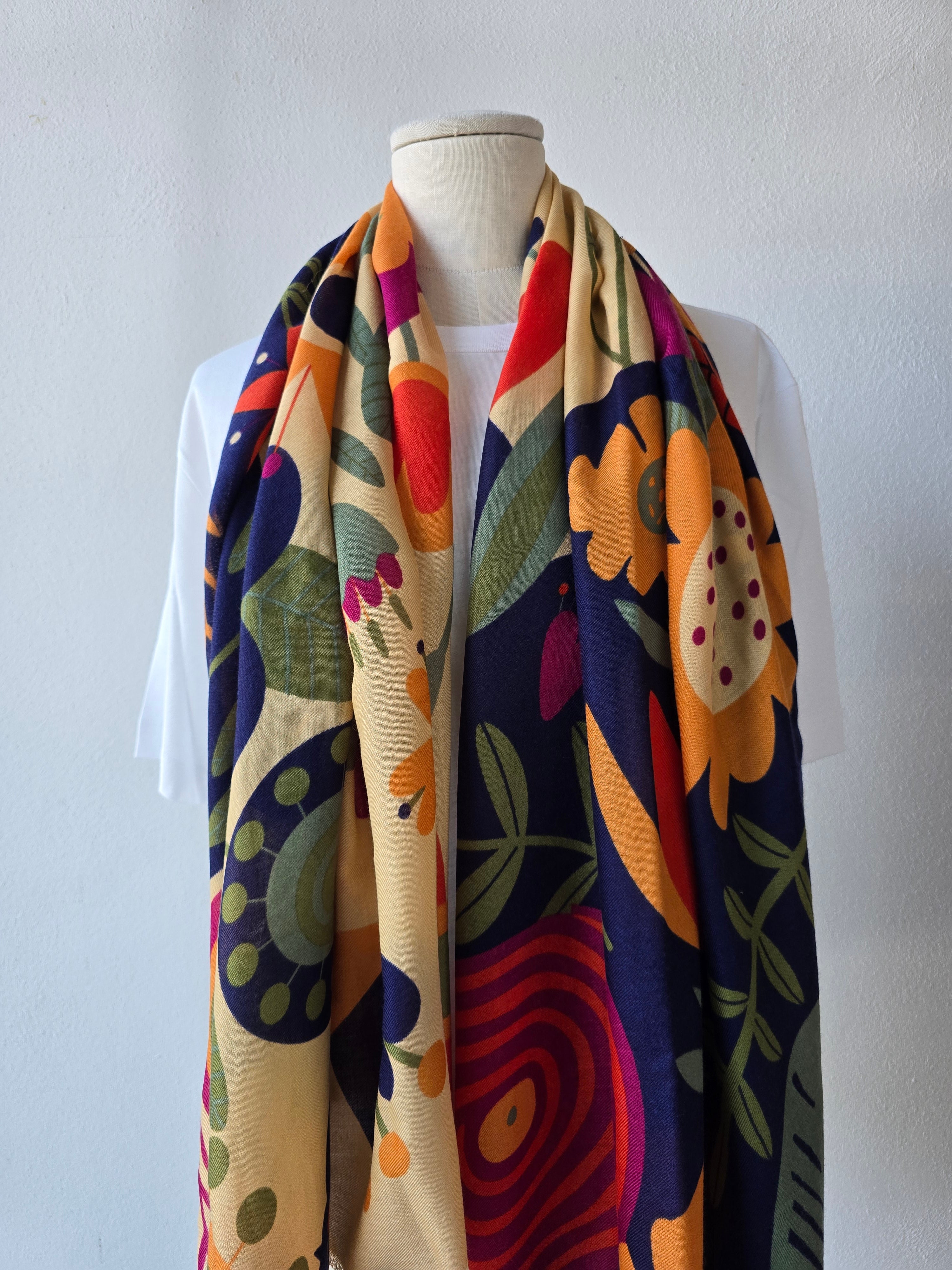 Sciarpa in mussola di lana multicolor