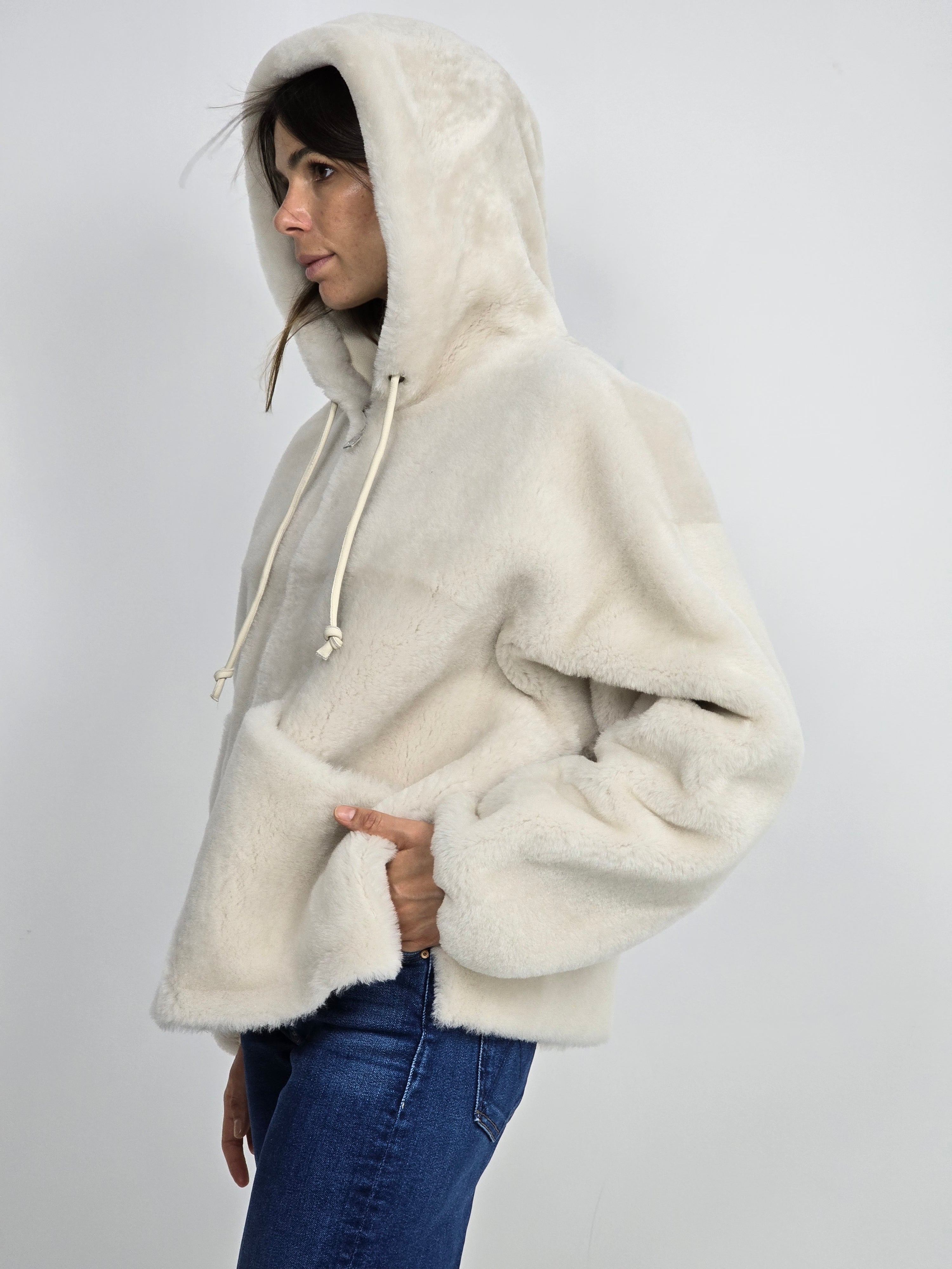 Blancha - Giacca in shearling color latte