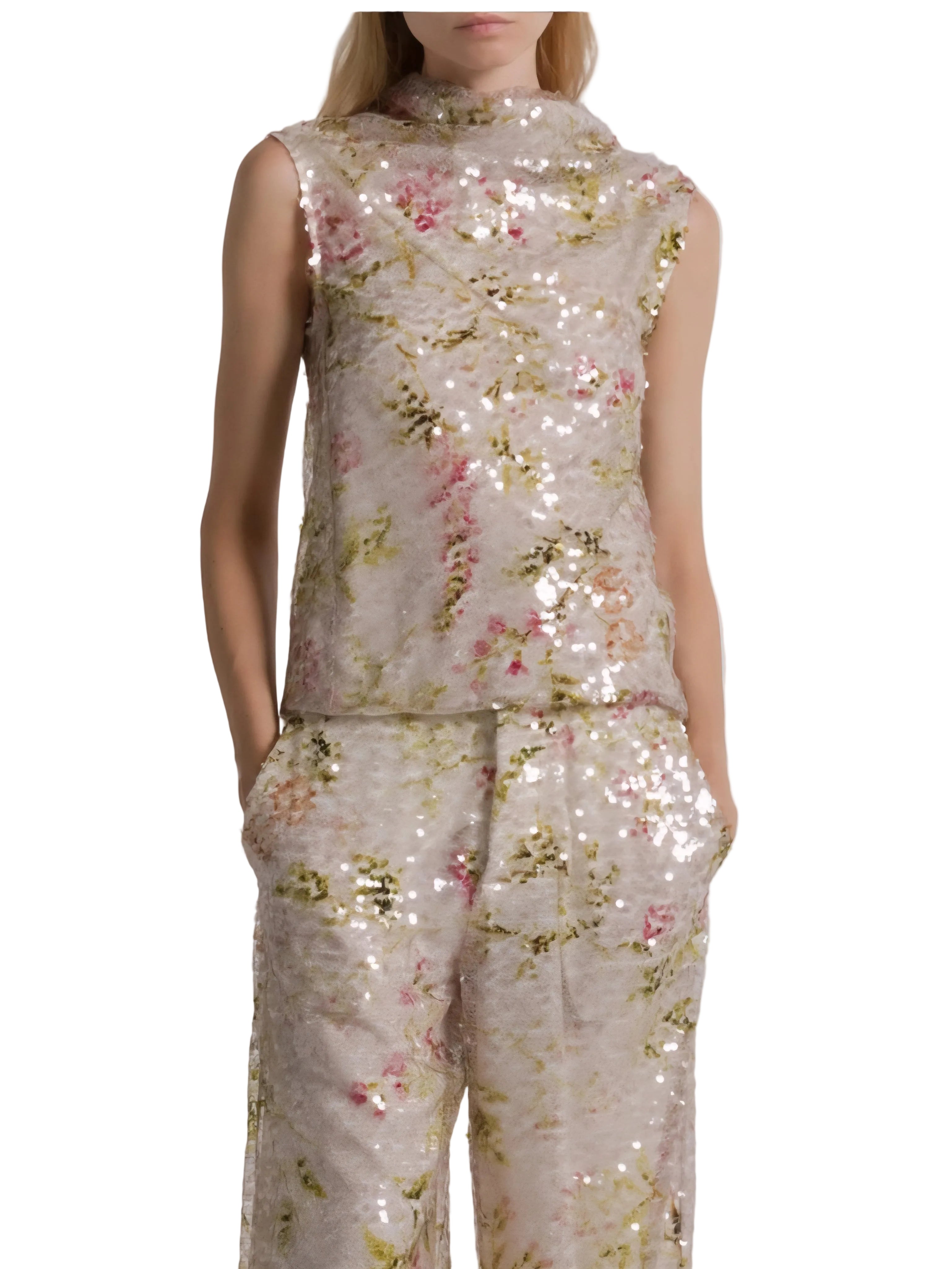 Alberta Ferretti - Top paillettes stampata