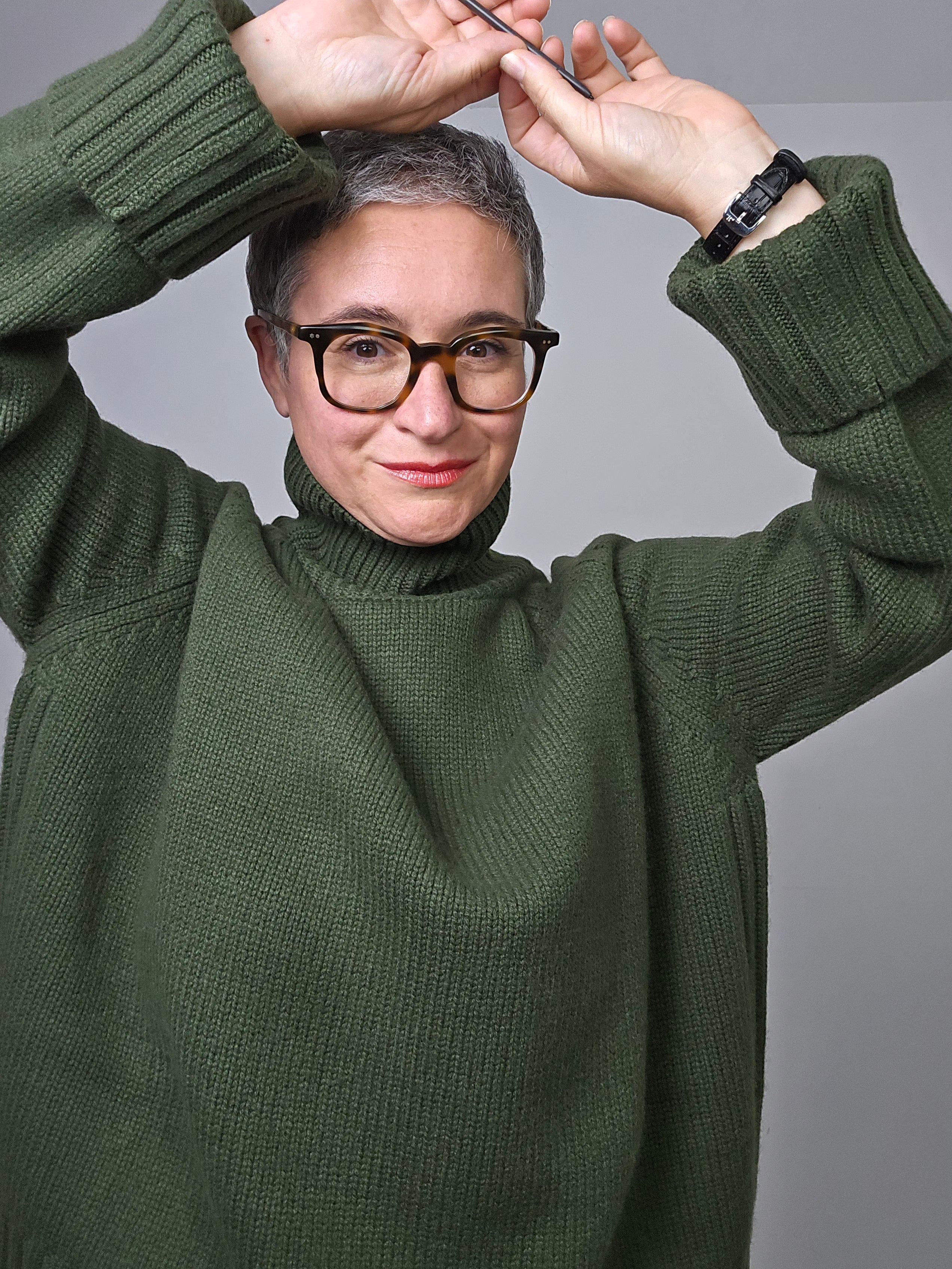 Be You - Maglia cashmere turtle neck loden green